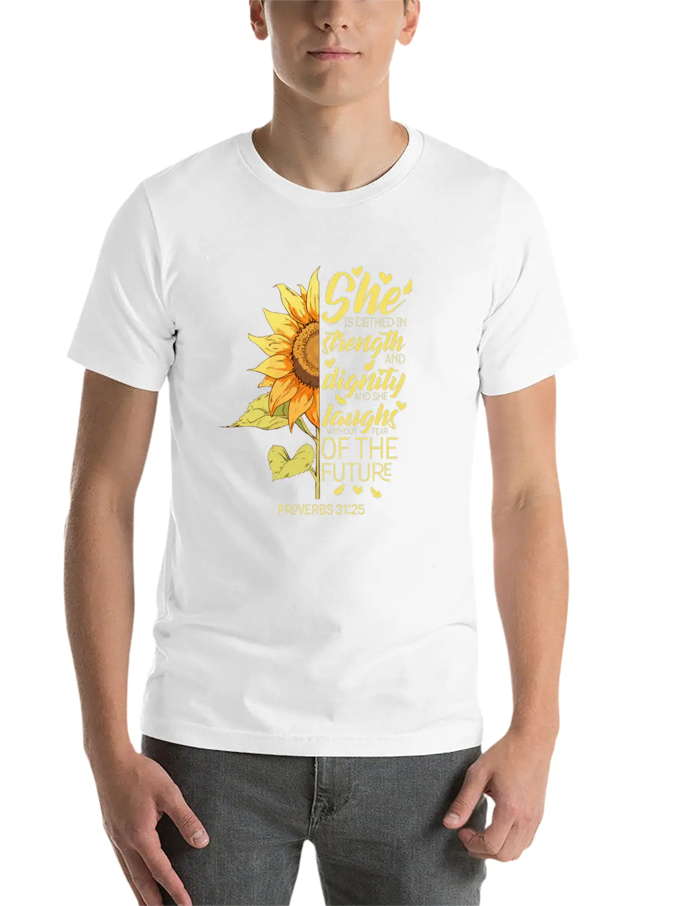 Christian Bible Verse Sunflower Lover Religious Stylish Everyday T-Shirt – Unisex Basic Cotton Tee