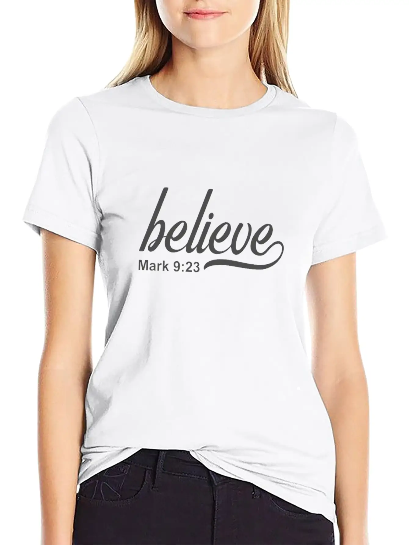 Christian Design Believe Mark 9 Verse 23 Timeless Short Sleeve Tee – Comfy And Minimalist Design