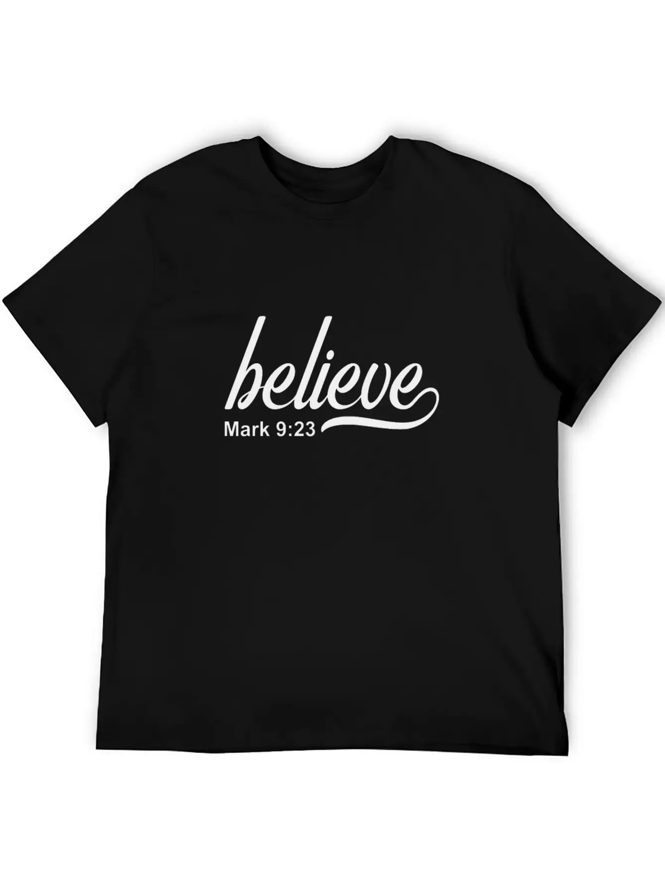 Christian Design Believe Mark 9 Verse 23 Timeless Short Sleeve Tee – Comfy And Minimalist Design