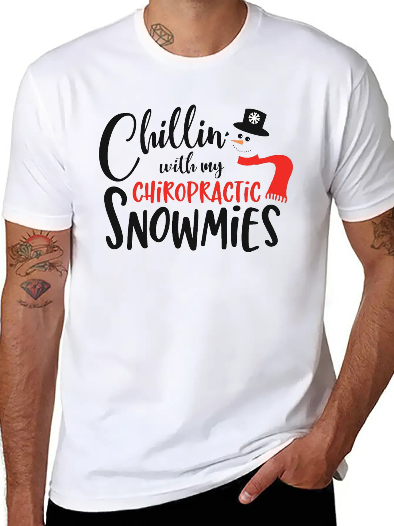 Christmas Chiropractor Chillin Snowmies Unisex Casual T-Shirt – Clean Design For Daily Comfort