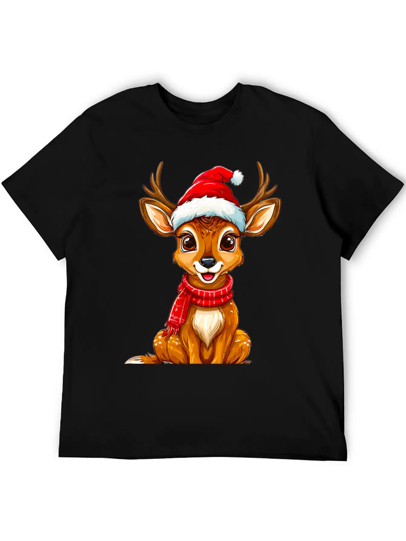 Christmas Deer Unisex Short Sleeve Soft Cotton T-Shirt – Casual Everyday Wear