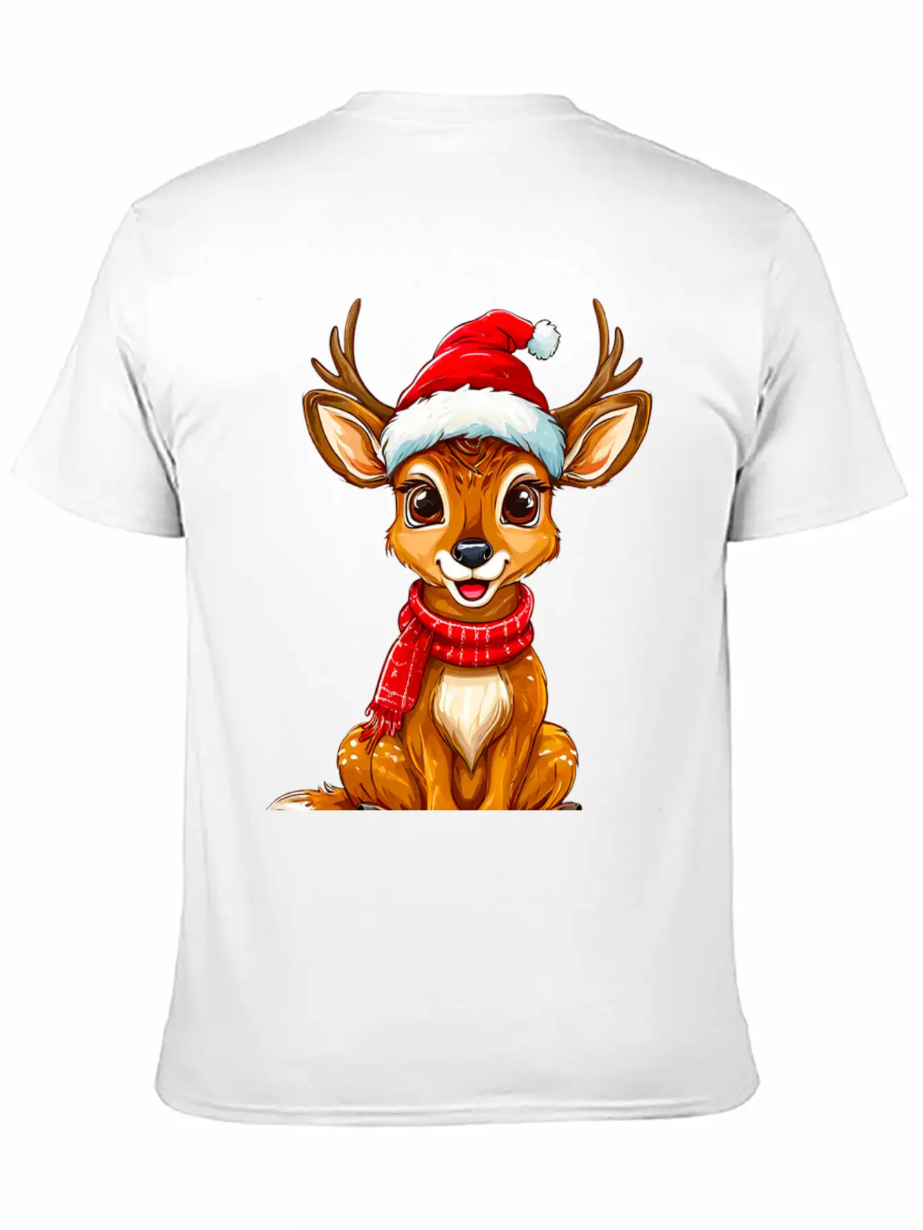 Christmas Deer Unisex Short Sleeve Soft Cotton T-Shirt – Casual Everyday Wear