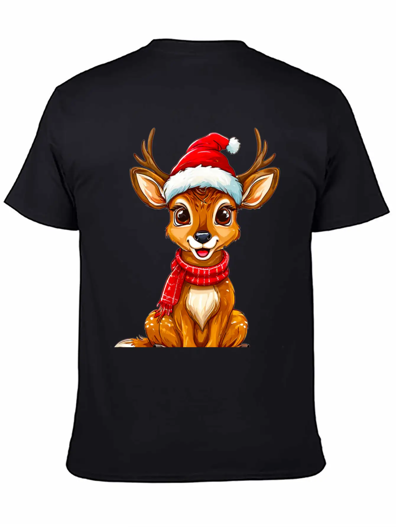 Christmas Deer Unisex Short Sleeve Soft Cotton T-Shirt – Casual Everyday Wear