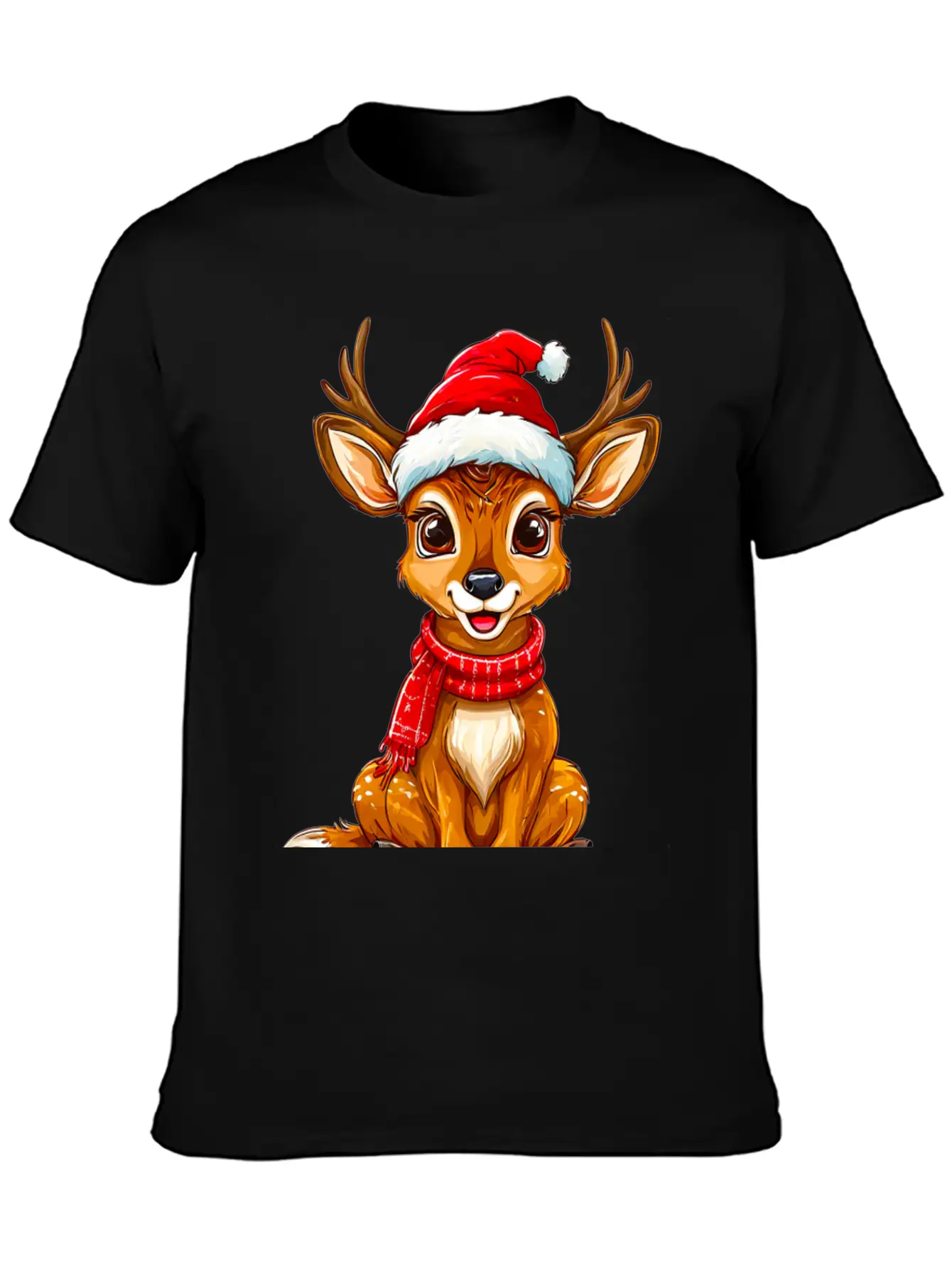 Christmas Deer Unisex Short Sleeve Soft Cotton T-Shirt – Casual Everyday Wear