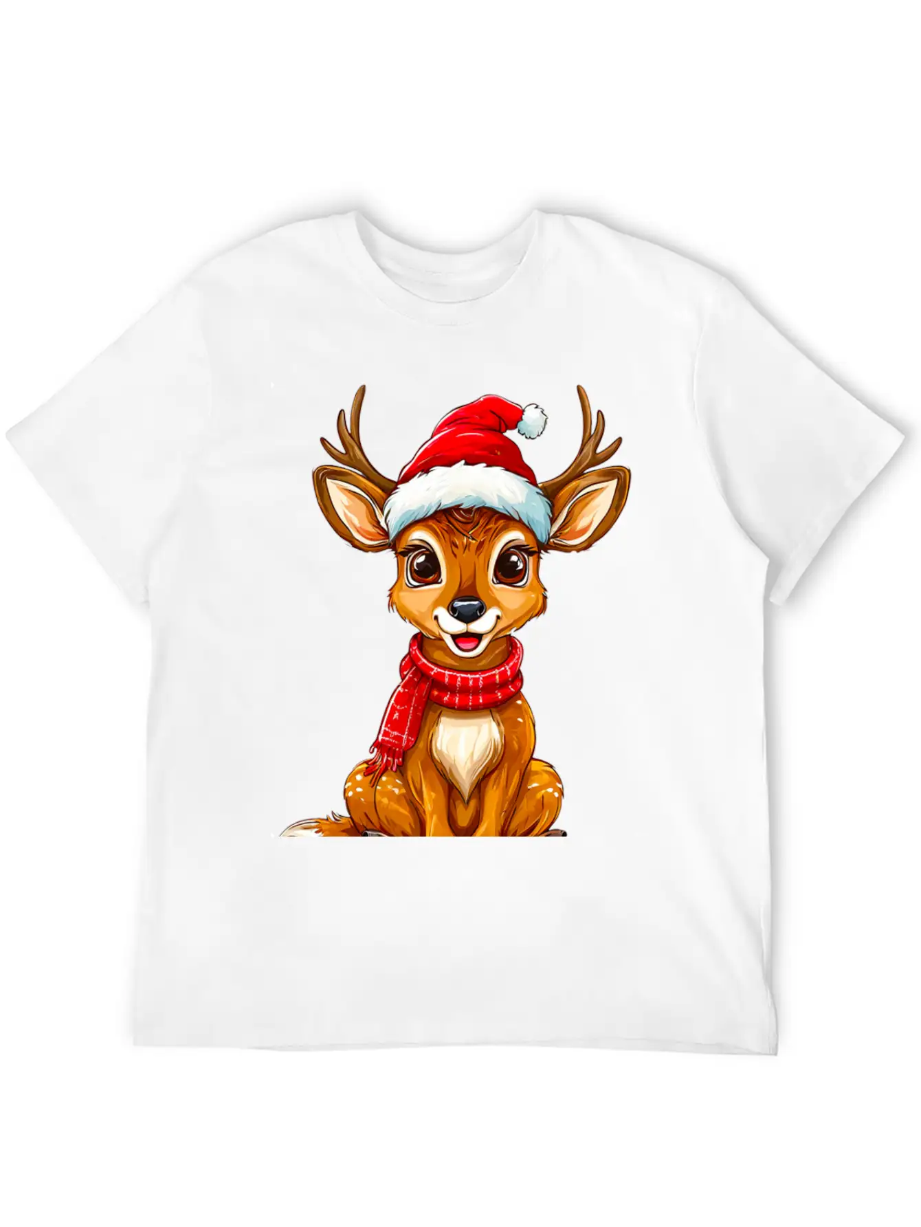 Christmas Deer Unisex Short Sleeve Soft Cotton T-Shirt – Casual Everyday Wear