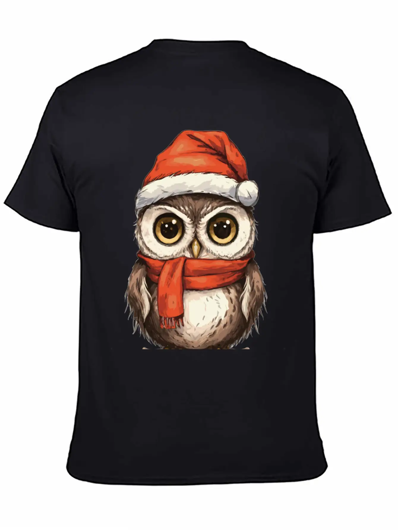 Christmas Holiday Big Eyed Owl Comfortable Minimalist Graphic Tee – Summer Style Essential