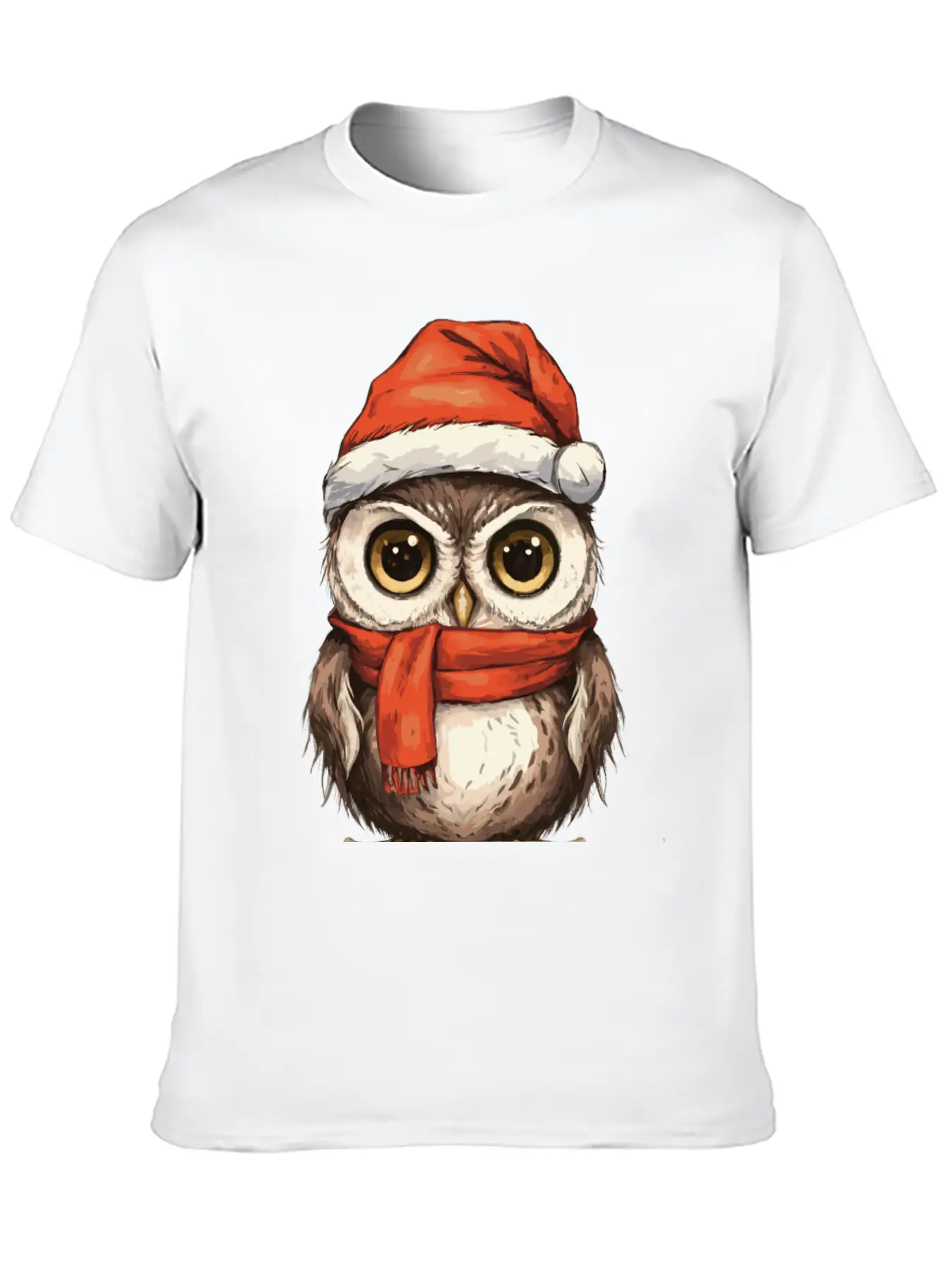 Christmas Holiday Big Eyed Owl Comfortable Minimalist Graphic Tee – Summer Style Essential