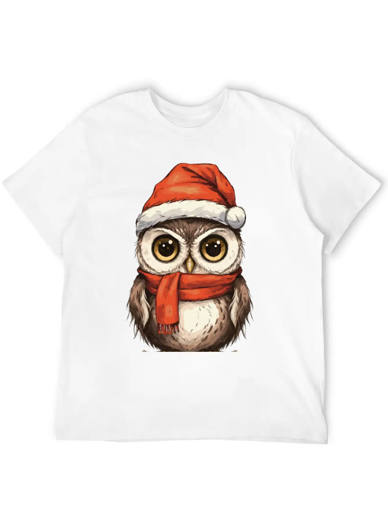 Christmas Holiday Big Eyed Owl Comfortable Minimalist Graphic Tee – Summer Style Essential
