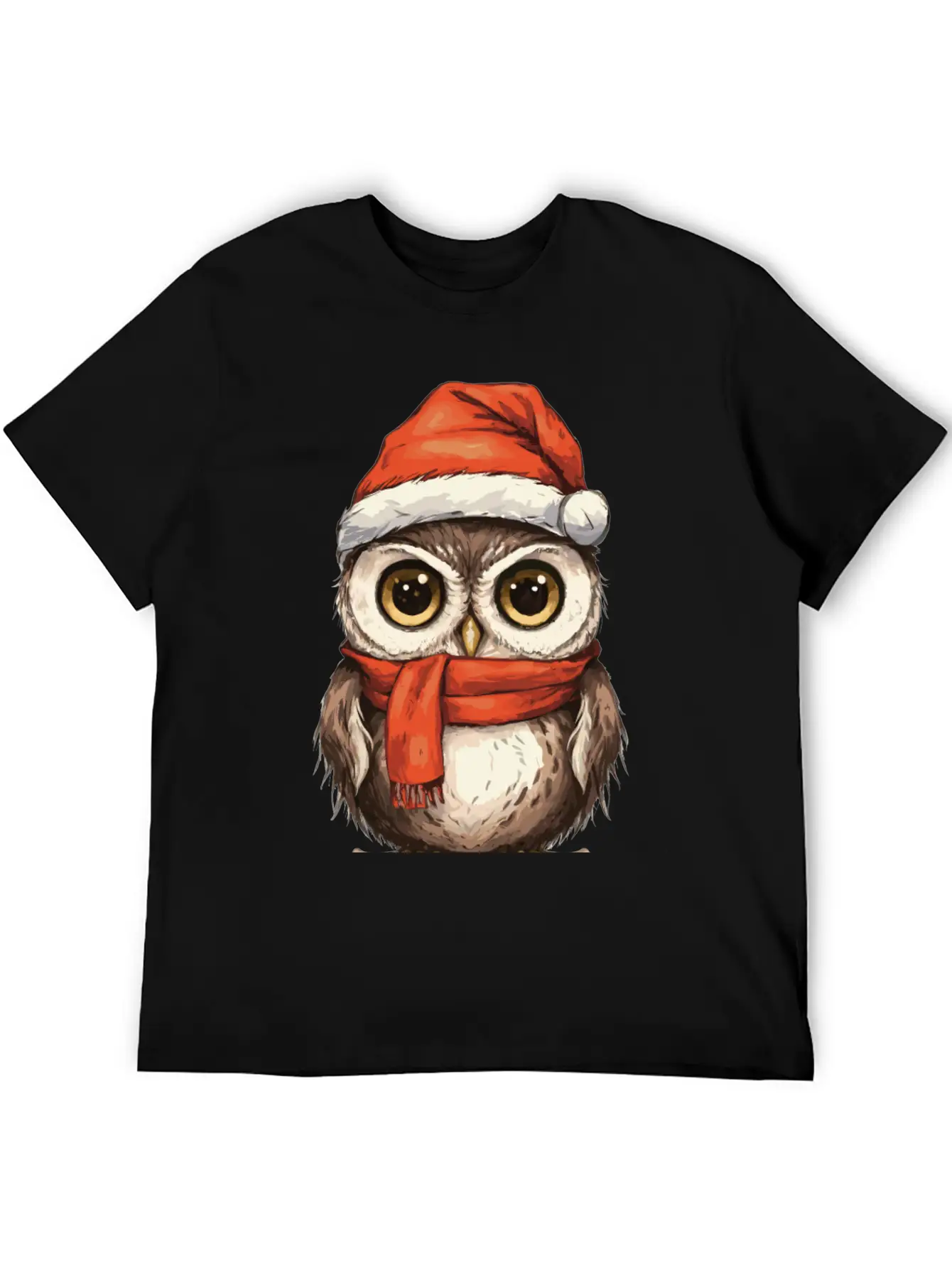 Christmas Holiday Big Eyed Owl Comfortable Minimalist Graphic Tee – Summer Style Essential