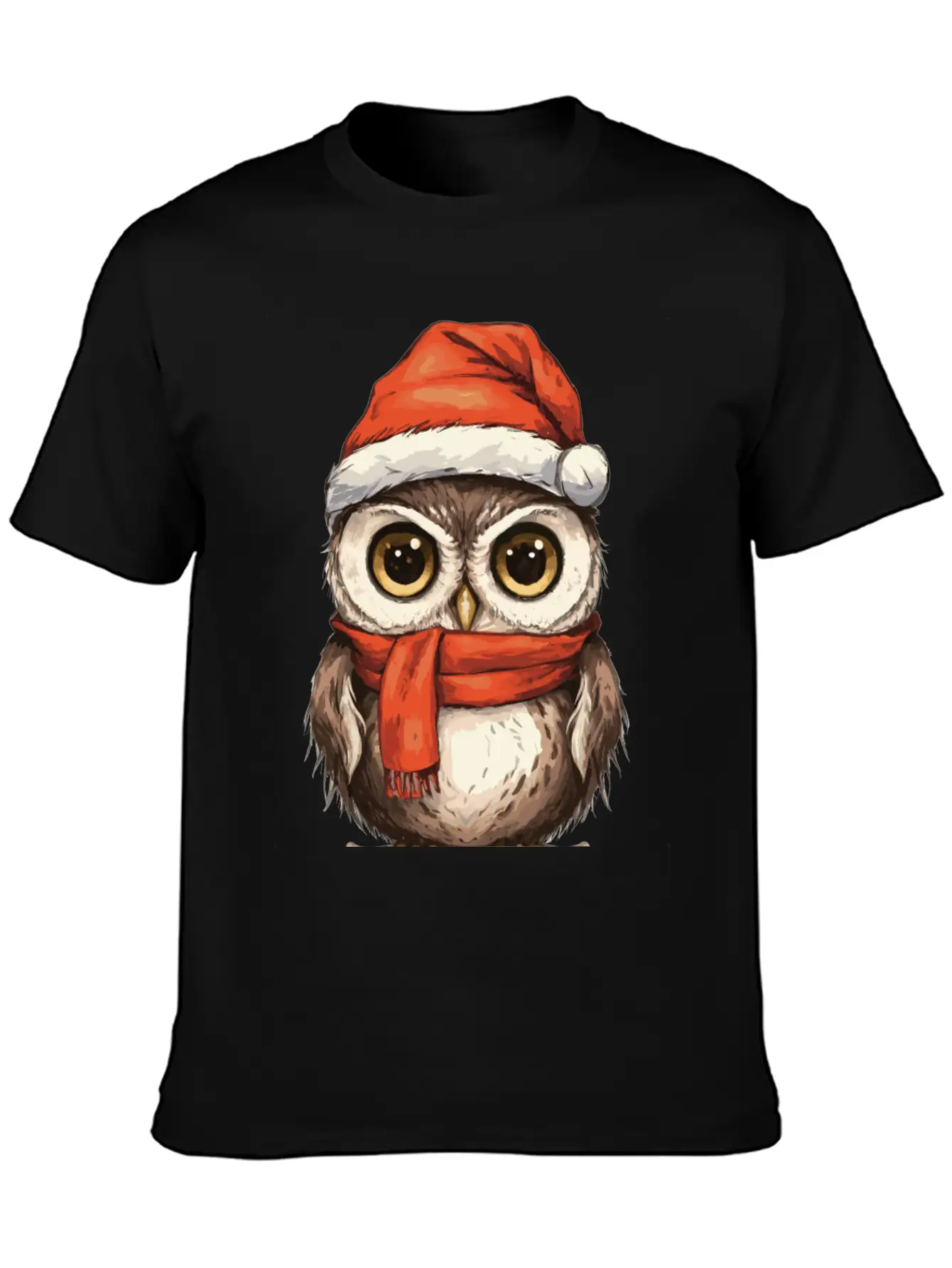Christmas Holiday Big Eyed Owl Comfortable Minimalist Graphic Tee – Summer Style Essential