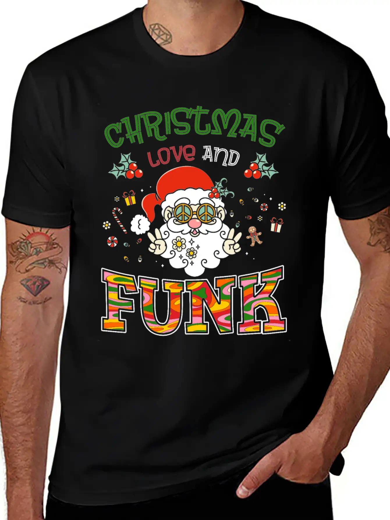 Christmas, Love And Funk - Festive Groove Music Stylish Everyday T-Shirt – Unisex Basic Cotton Tee