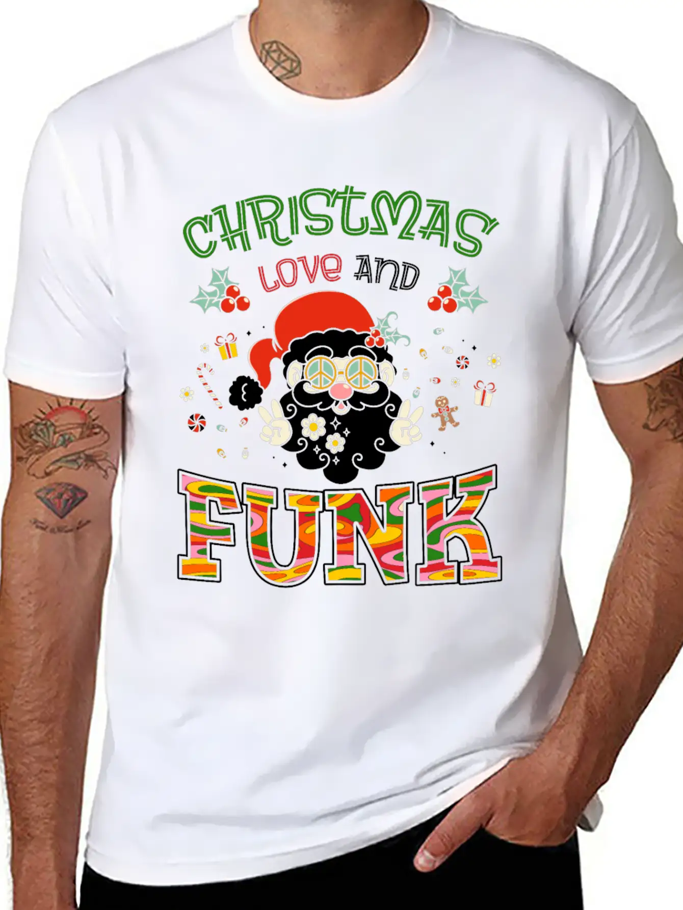 Christmas, Love And Funk - Festive Groove Music Stylish Everyday T-Shirt – Unisex Basic Cotton Tee