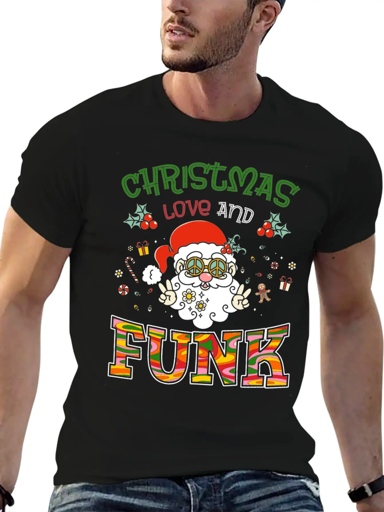Christmas, Love And Funk - Festive Groove Music Stylish Everyday T-Shirt – Unisex Basic Cotton Tee