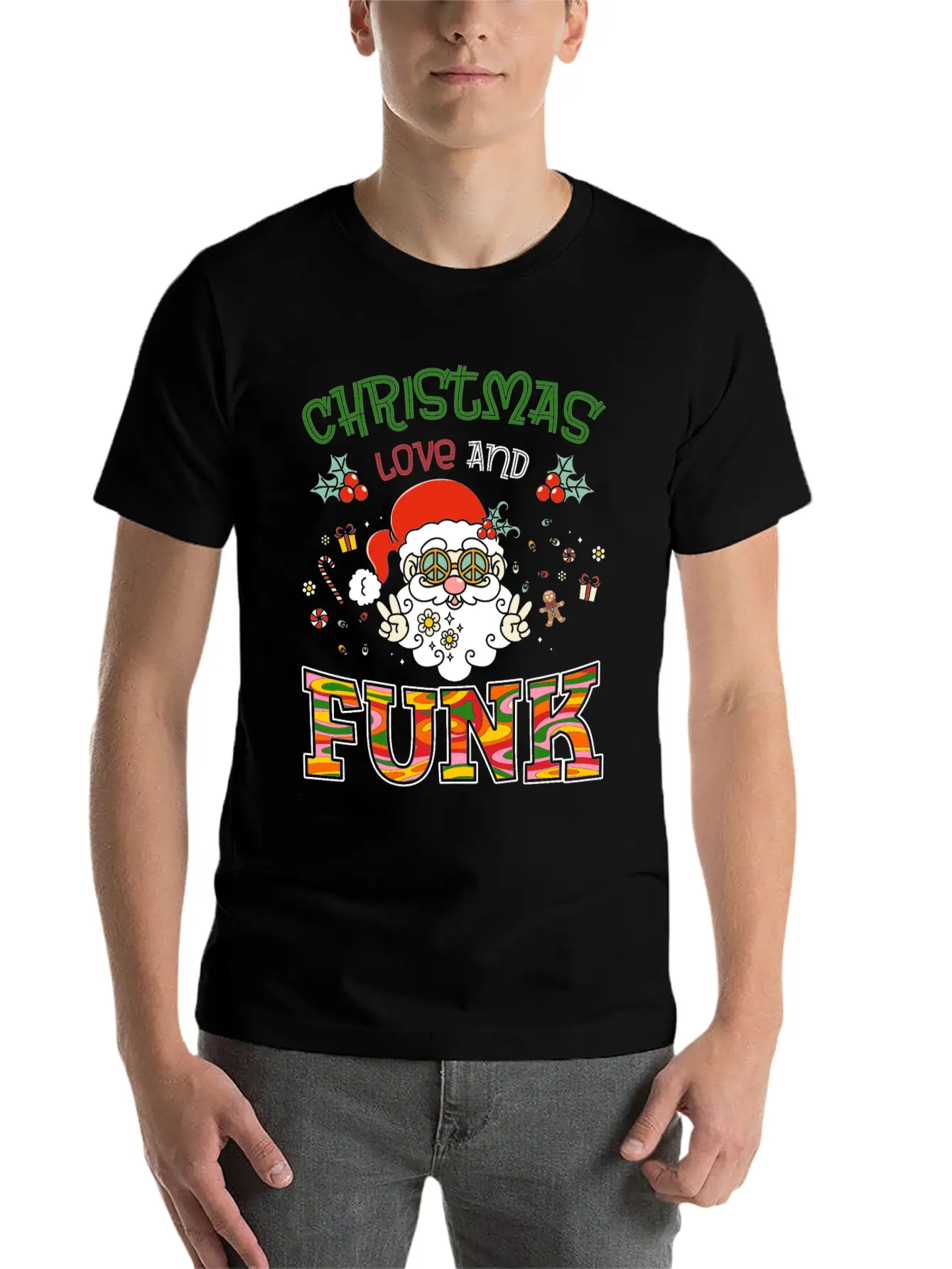 Christmas, Love And Funk - Festive Groove Music Stylish Everyday T-Shirt – Unisex Basic Cotton Tee