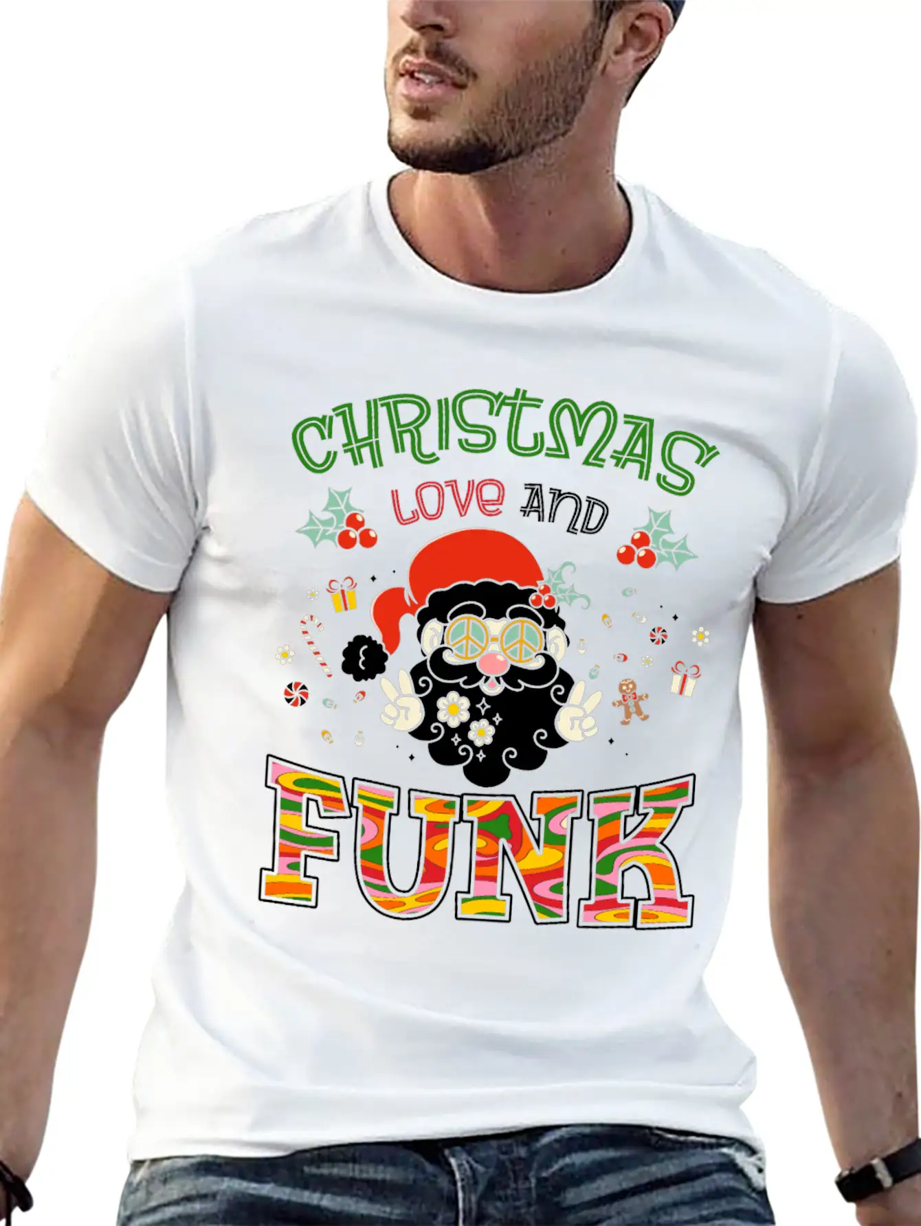 Christmas, Love And Funk - Festive Groove Music Stylish Everyday T-Shirt – Unisex Basic Cotton Tee