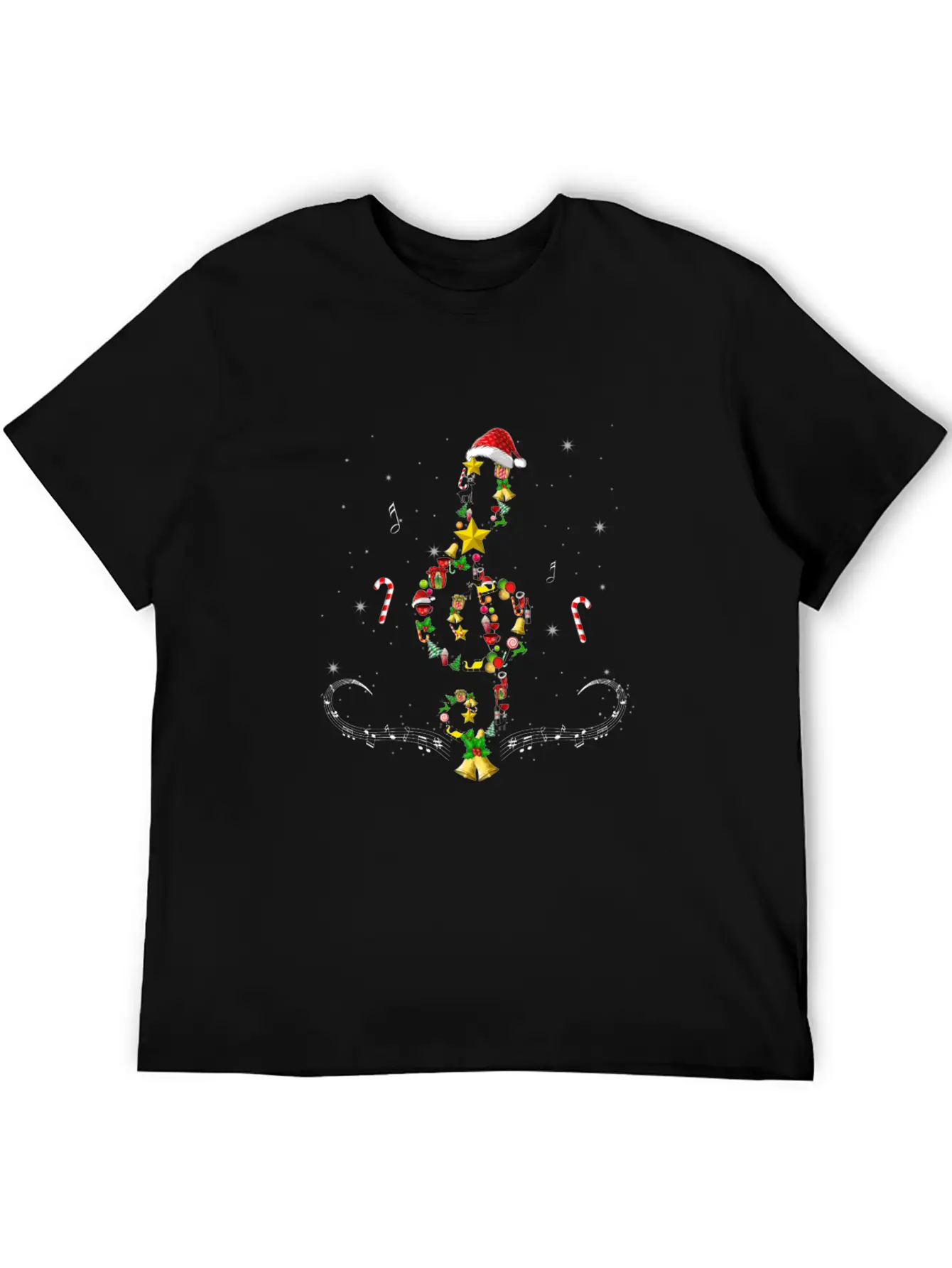 Christmas Musical Note Music Lover Sing Carols Unisex Short Sleeve Soft Cotton T-Shirt – Casual Everyday Wear
