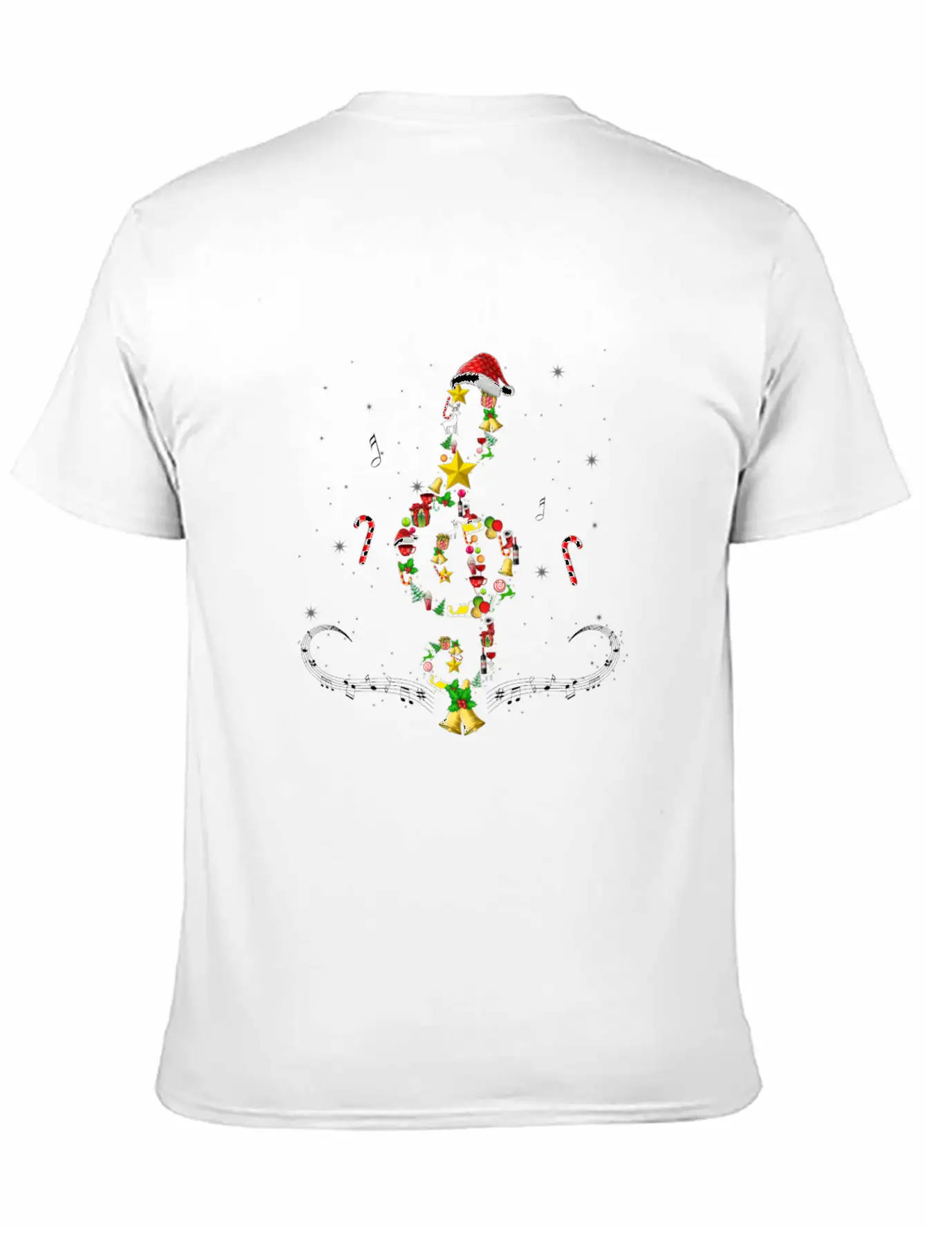 Christmas Musical Note Music Lover Sing Carols Unisex Short Sleeve Soft Cotton T-Shirt – Casual Everyday Wear