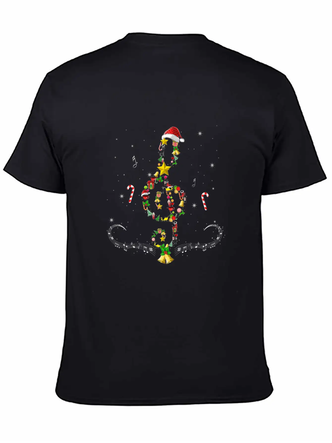 Christmas Musical Note Music Lover Sing Carols Unisex Short Sleeve Soft Cotton T-Shirt – Casual Everyday Wear