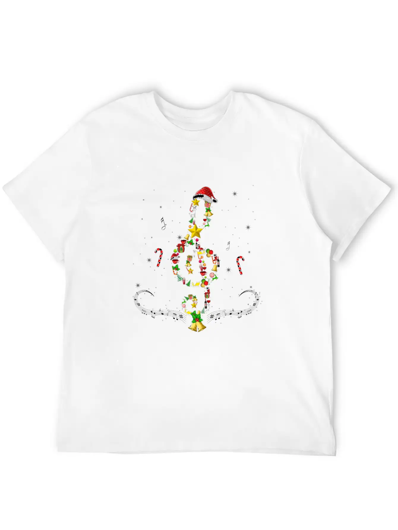 Christmas Musical Note Music Lover Sing Carols Unisex Short Sleeve Soft Cotton T-Shirt – Casual Everyday Wear