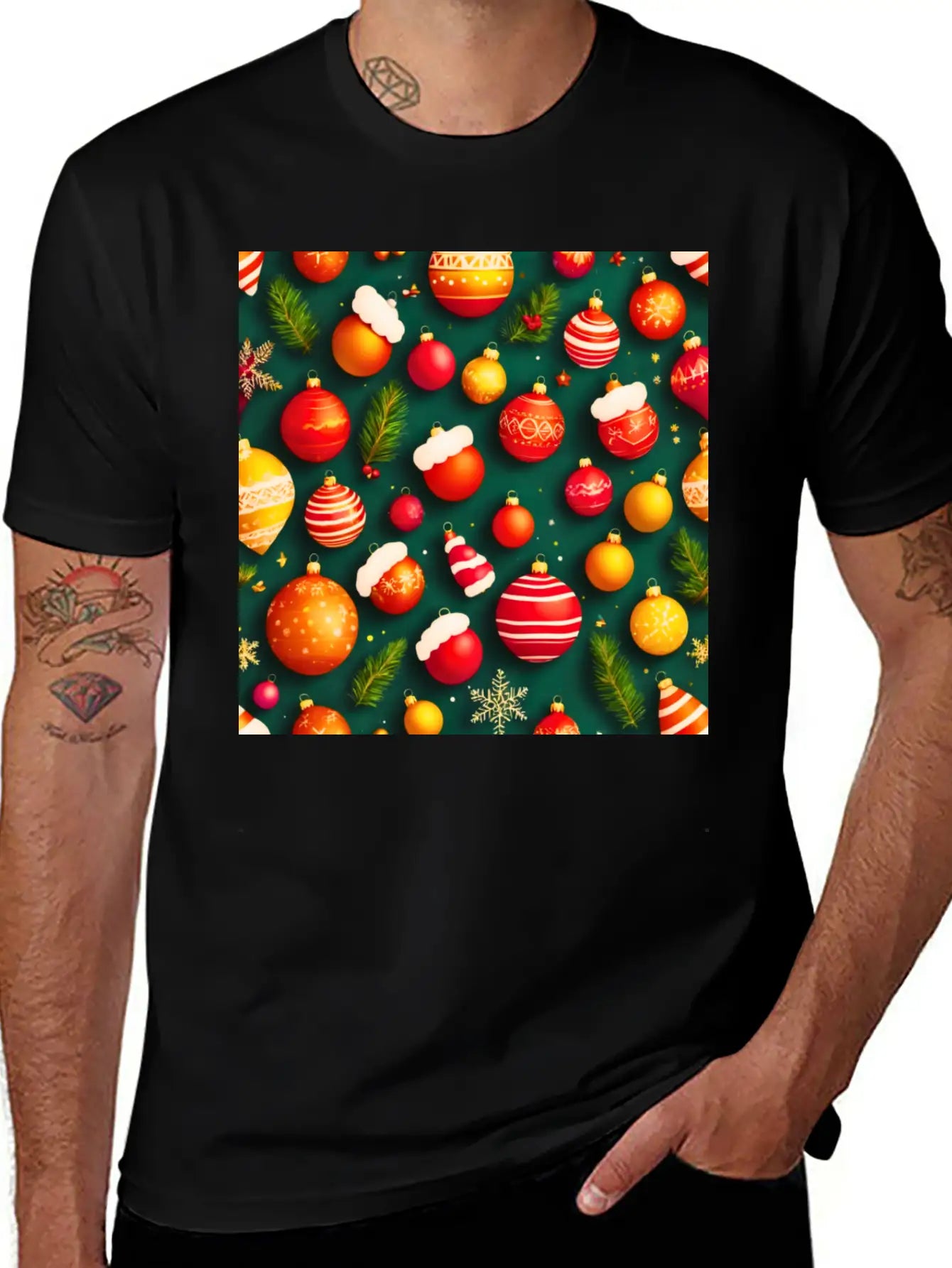 Christmas Patern Comfortable Minimalist Graphic Tee – Summer Style Essential