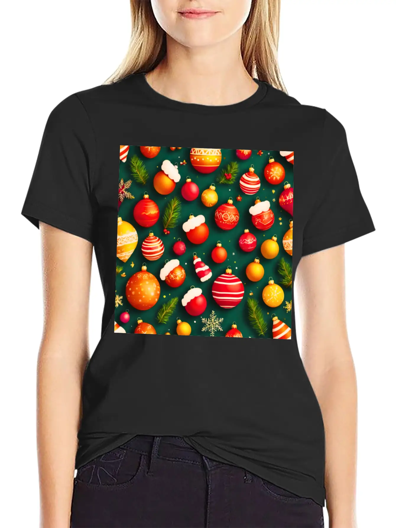 Christmas Patern Comfortable Minimalist Graphic Tee – Summer Style Essential
