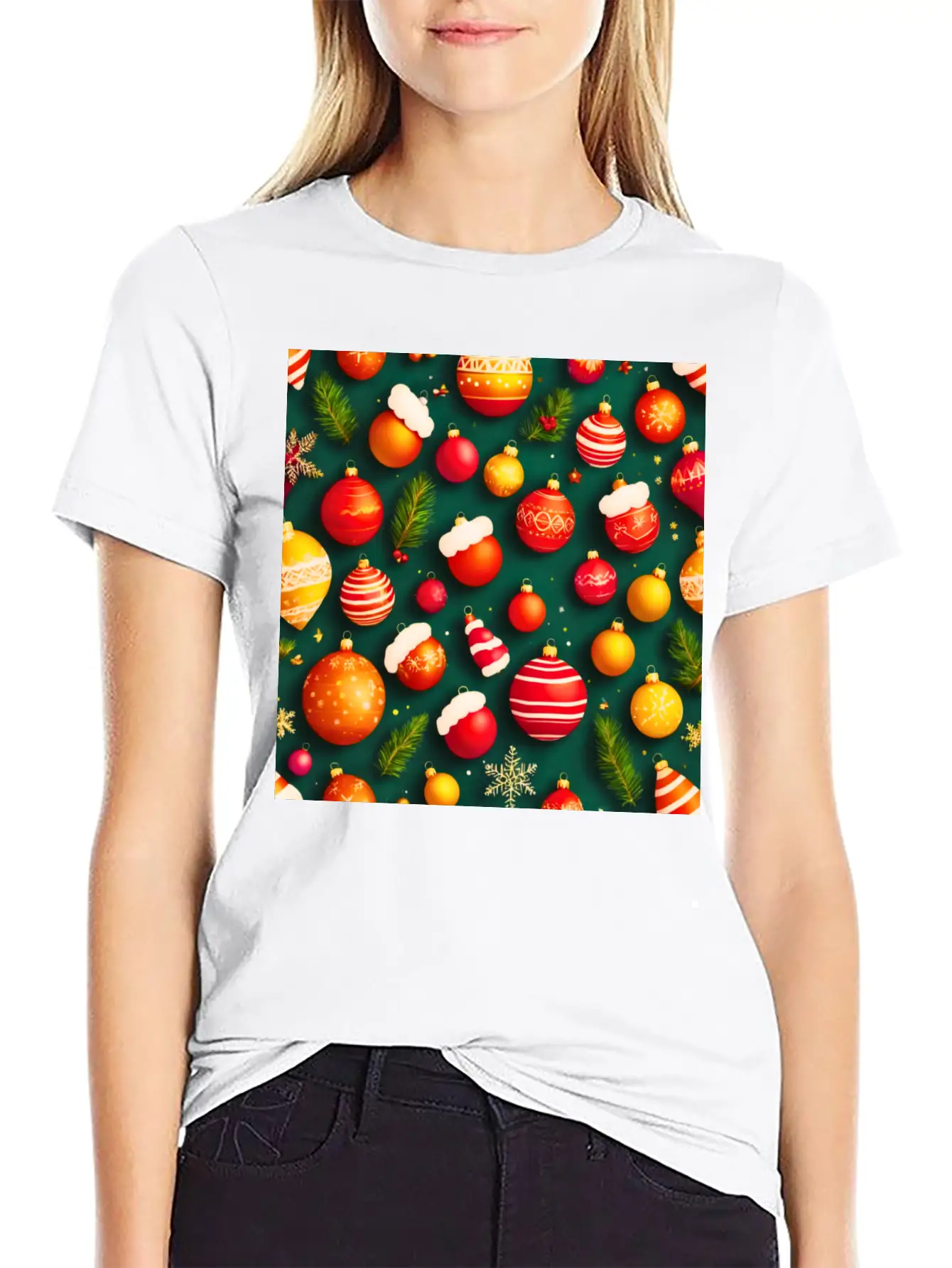 Christmas Patern Comfortable Minimalist Graphic Tee – Summer Style Essential