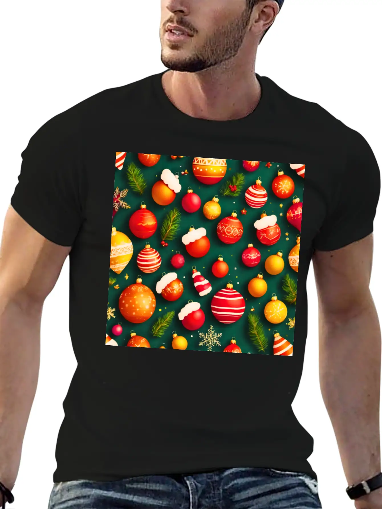 Christmas Patern Comfortable Minimalist Graphic Tee – Summer Style Essential