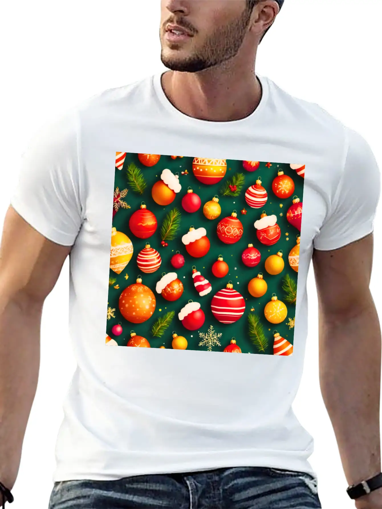 Christmas Patern Comfortable Minimalist Graphic Tee – Summer Style Essential