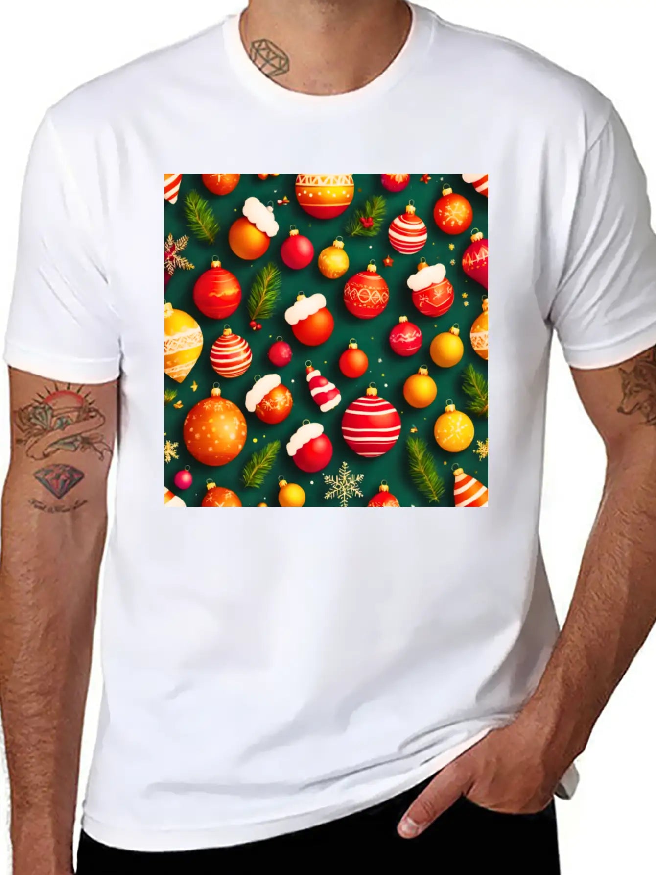 Christmas Patern Comfortable Minimalist Graphic Tee – Summer Style Essential