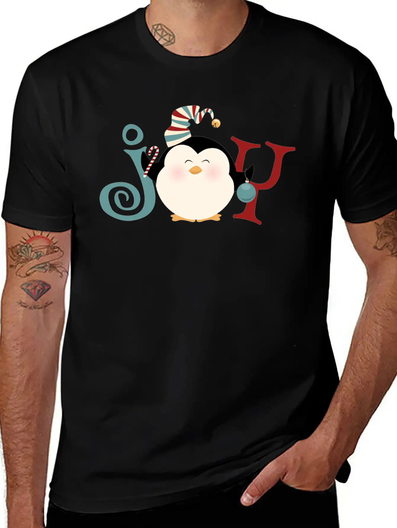Christmas Penguin Joy Basic Graphic T-Shirt – Daily Comfort In Soft Cotton