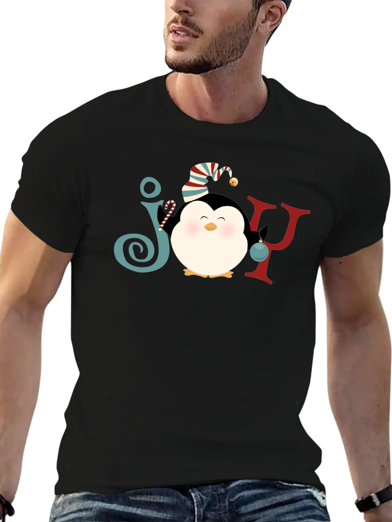 Christmas Penguin Joy Basic Graphic T-Shirt – Daily Comfort In Soft Cotton