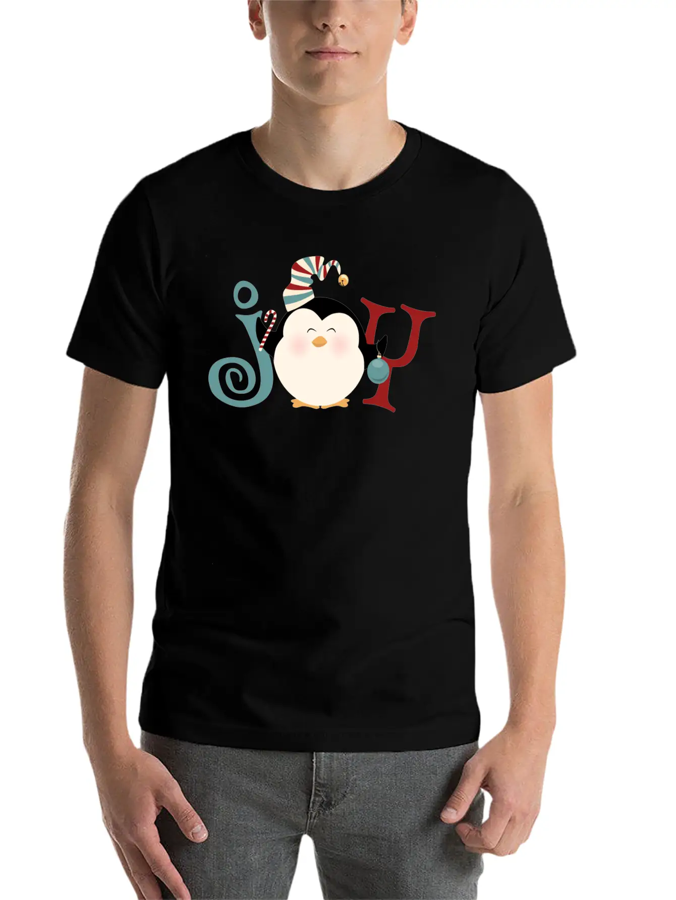 Christmas Penguin Joy Basic Graphic T-Shirt – Daily Comfort In Soft Cotton