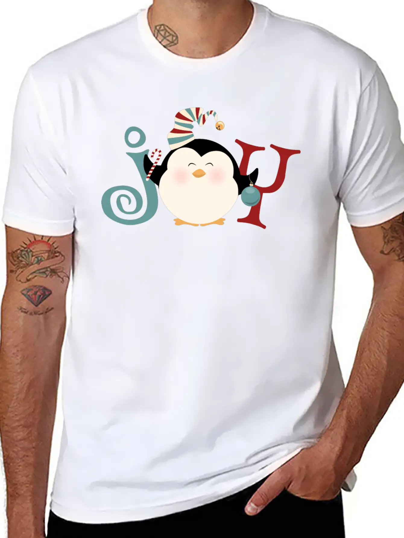 Christmas Penguin Joy Basic Graphic T-Shirt – Daily Comfort In Soft Cotton
