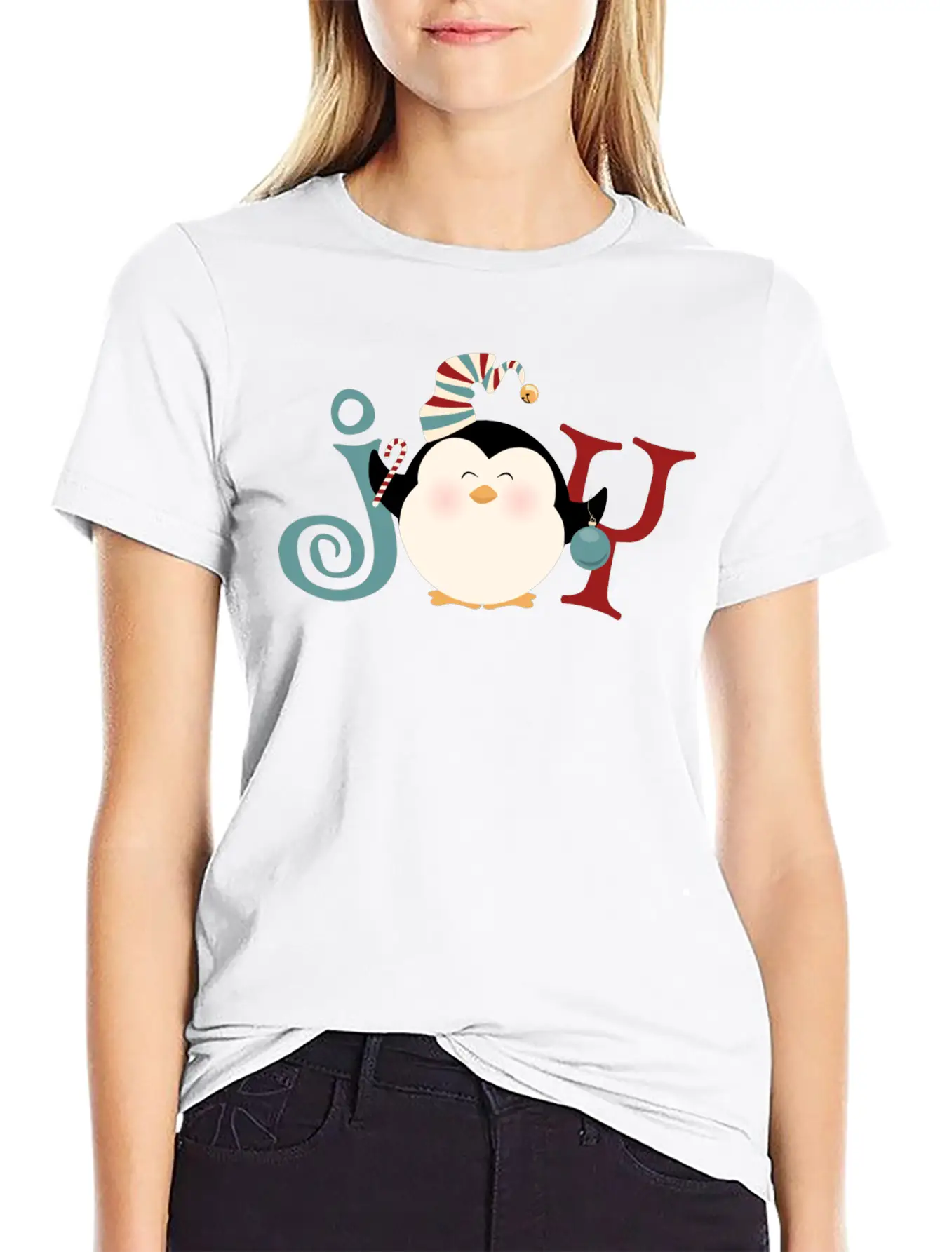 Christmas Penguin Joy Basic Graphic T-Shirt – Daily Comfort In Soft Cotton