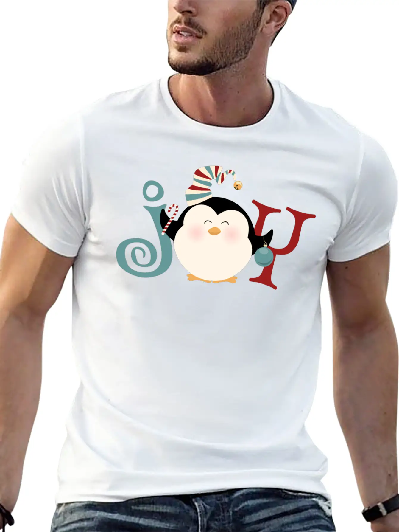 Christmas Penguin Joy Basic Graphic T-Shirt – Daily Comfort In Soft Cotton