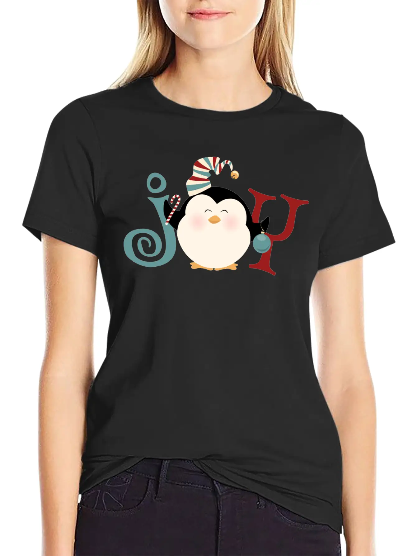 Christmas Penguin Joy Basic Graphic T-Shirt – Daily Comfort In Soft Cotton