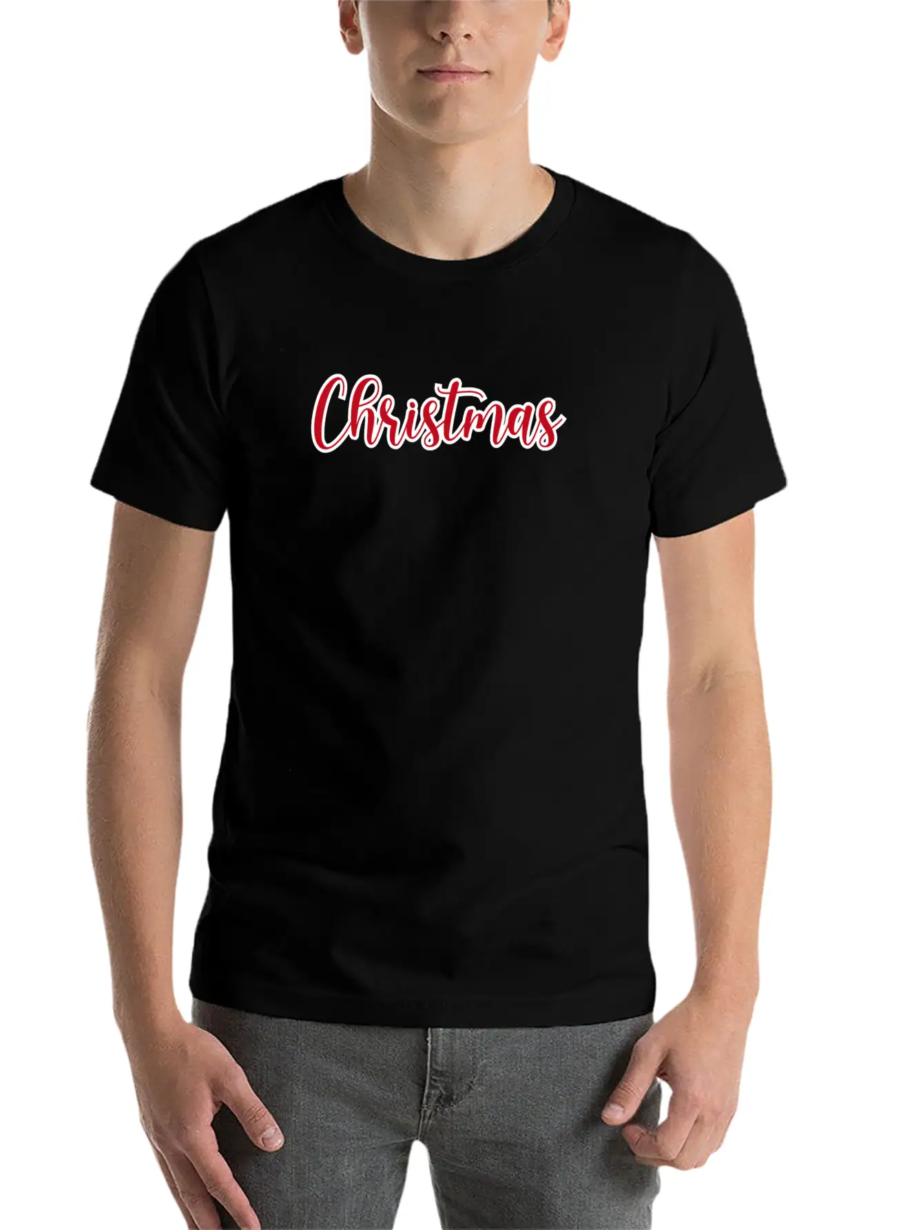 CHRISTMAS RED XMAS Lettering Unisex Short Sleeve Soft Cotton T-Shirt – Casual Everyday Wear
