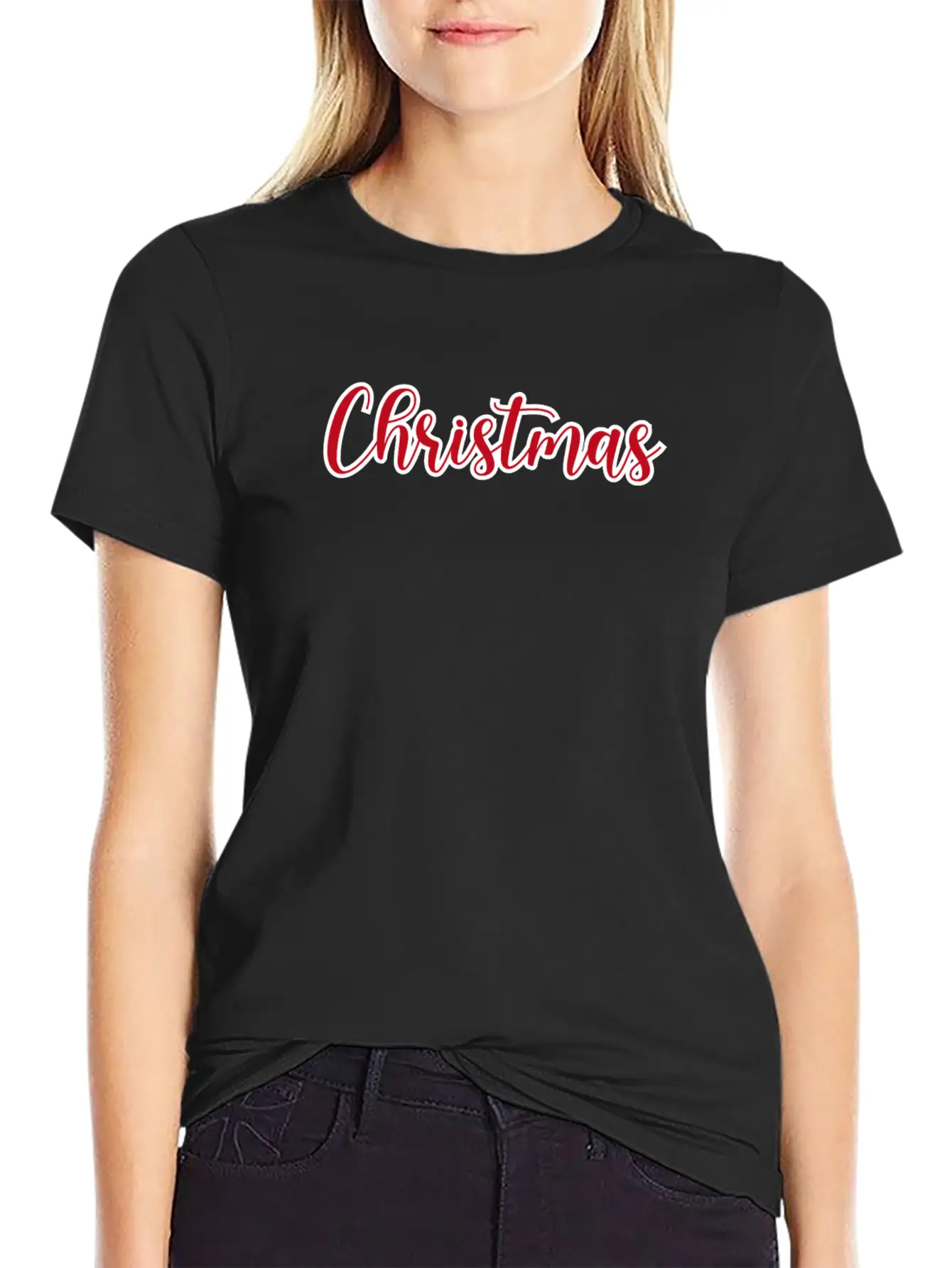 CHRISTMAS RED XMAS Lettering Unisex Short Sleeve Soft Cotton T-Shirt – Casual Everyday Wear