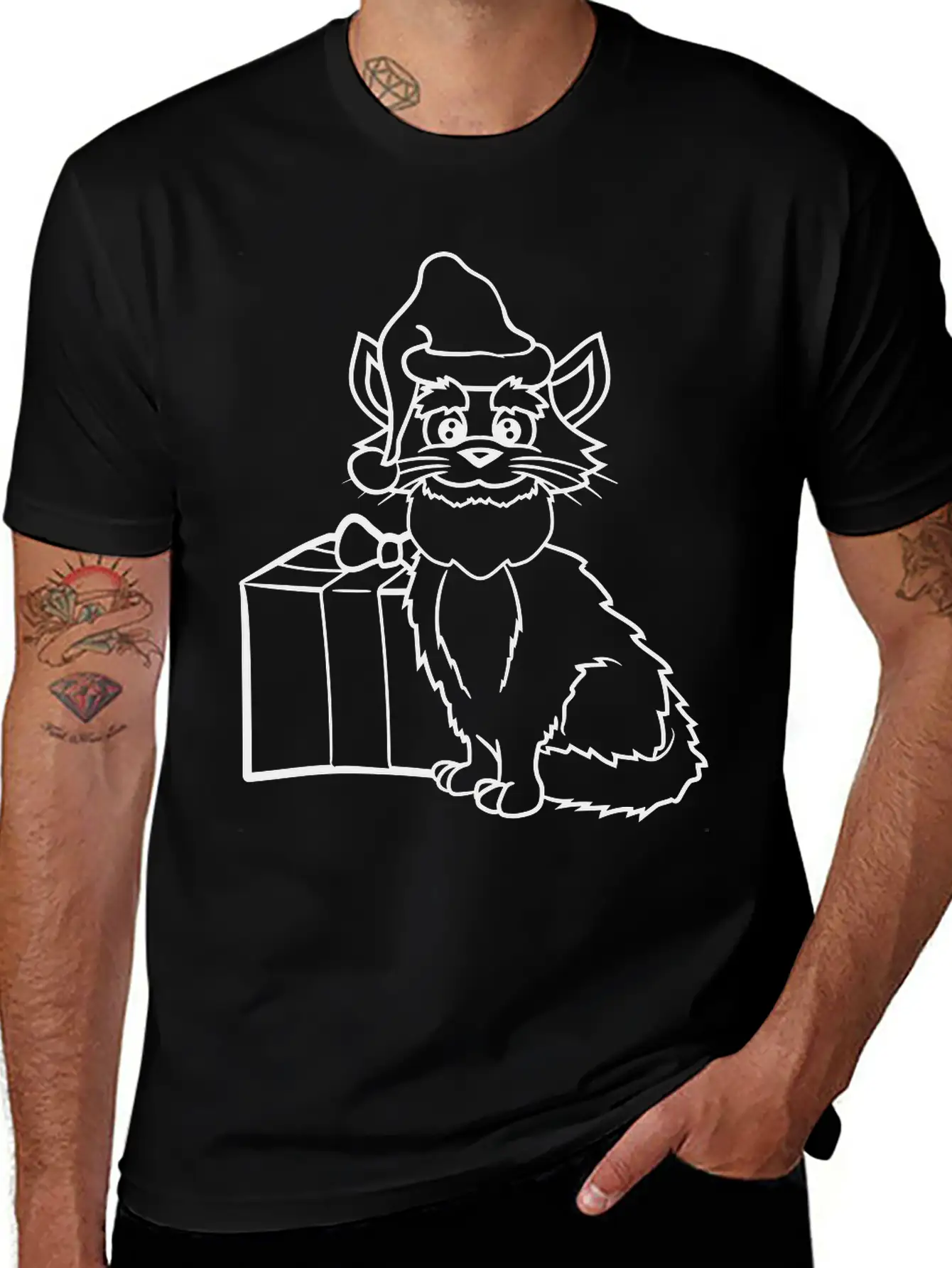 Christmas, Santa, Claus, Cute, Cute, Cute, Cat, Ki Timeless Short Sleeve Tee – Comfy And Minimalist Design