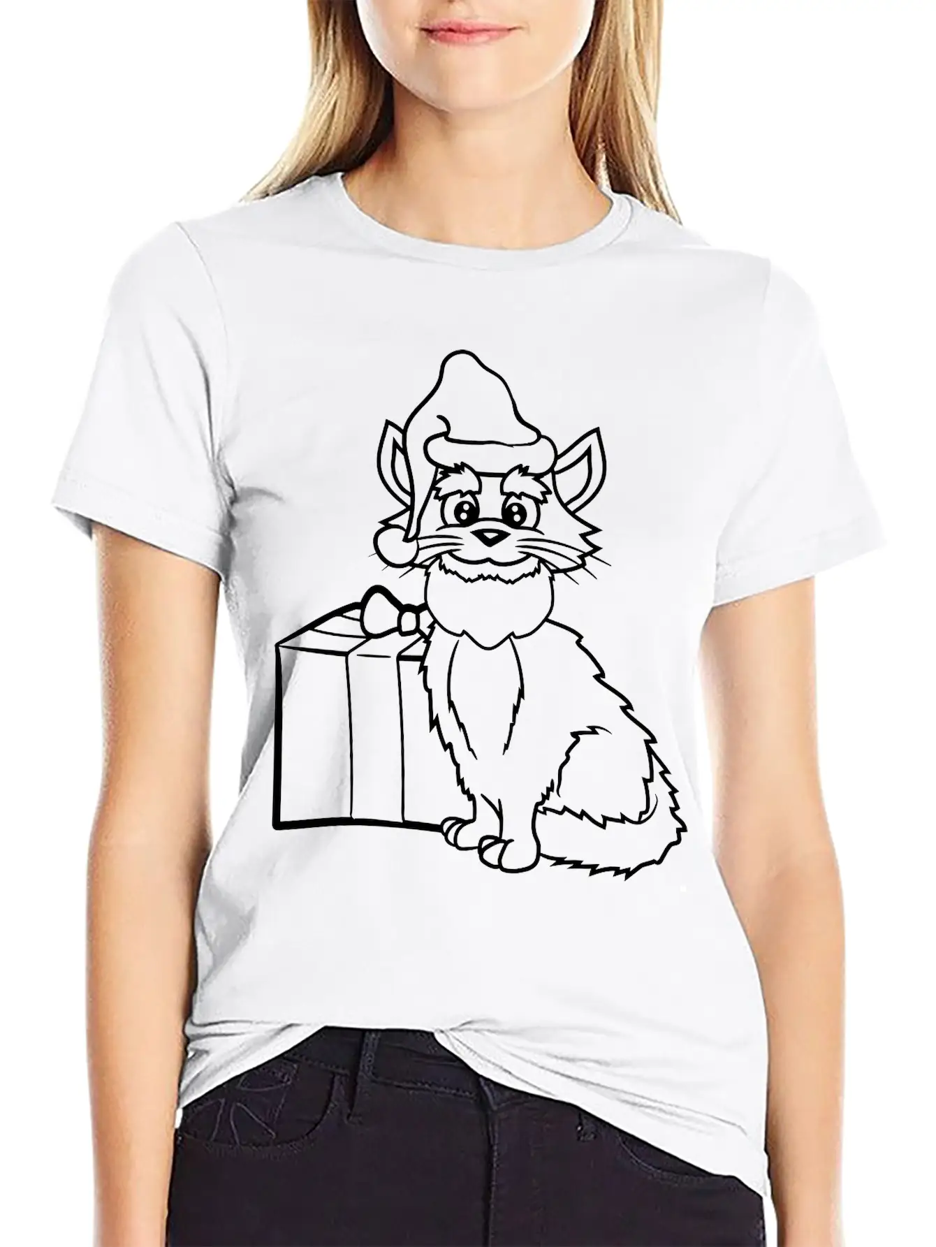 Christmas, Santa, Claus, Cute, Cute, Cute, Cat, Ki Timeless Short Sleeve Tee – Comfy And Minimalist Design