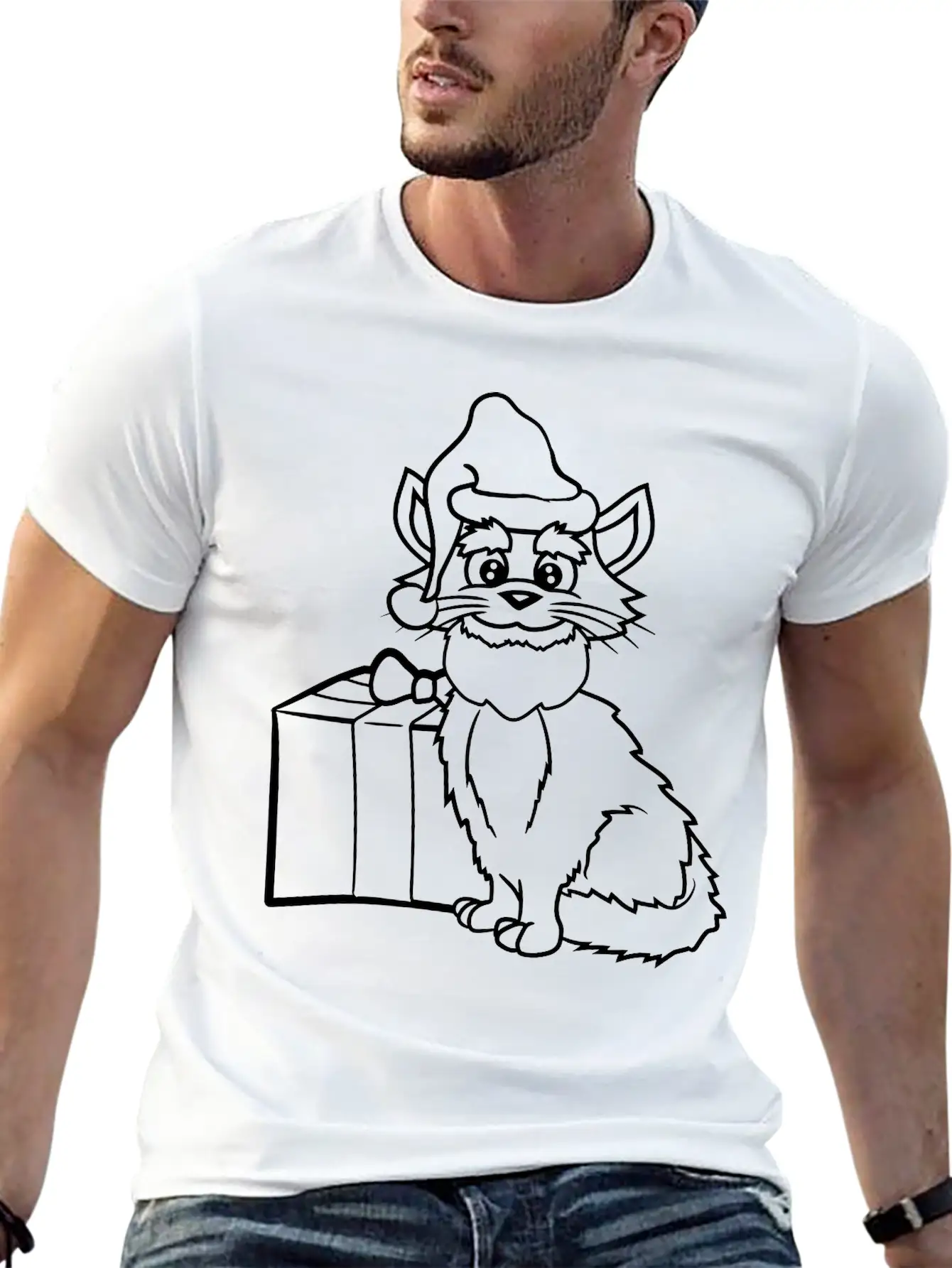 Christmas, Santa, Claus, Cute, Cute, Cute, Cat, Ki Timeless Short Sleeve Tee – Comfy And Minimalist Design