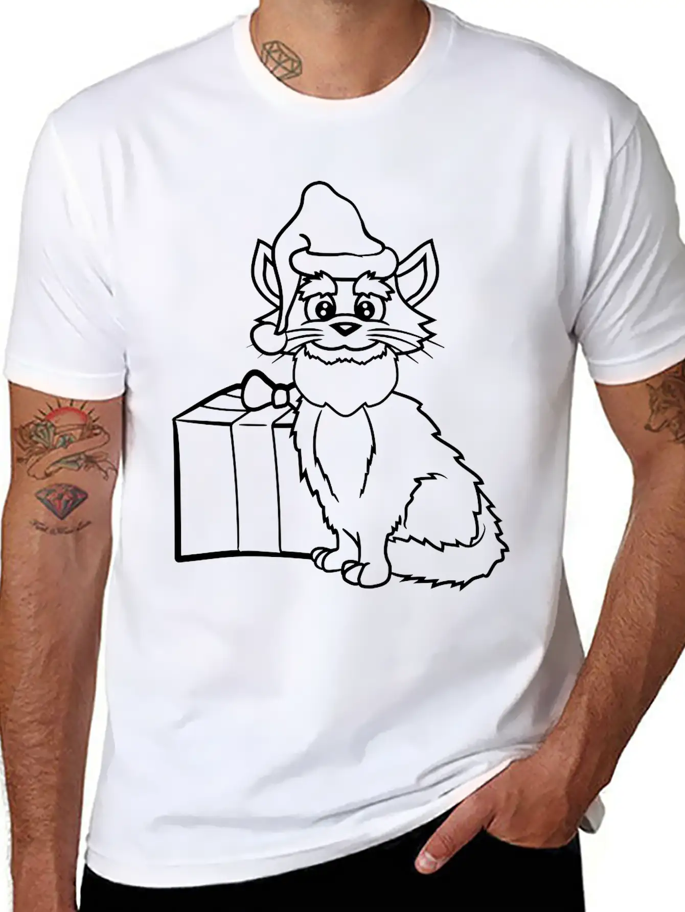 Christmas, Santa, Claus, Cute, Cute, Cute, Cat, Ki Timeless Short Sleeve Tee – Comfy And Minimalist Design