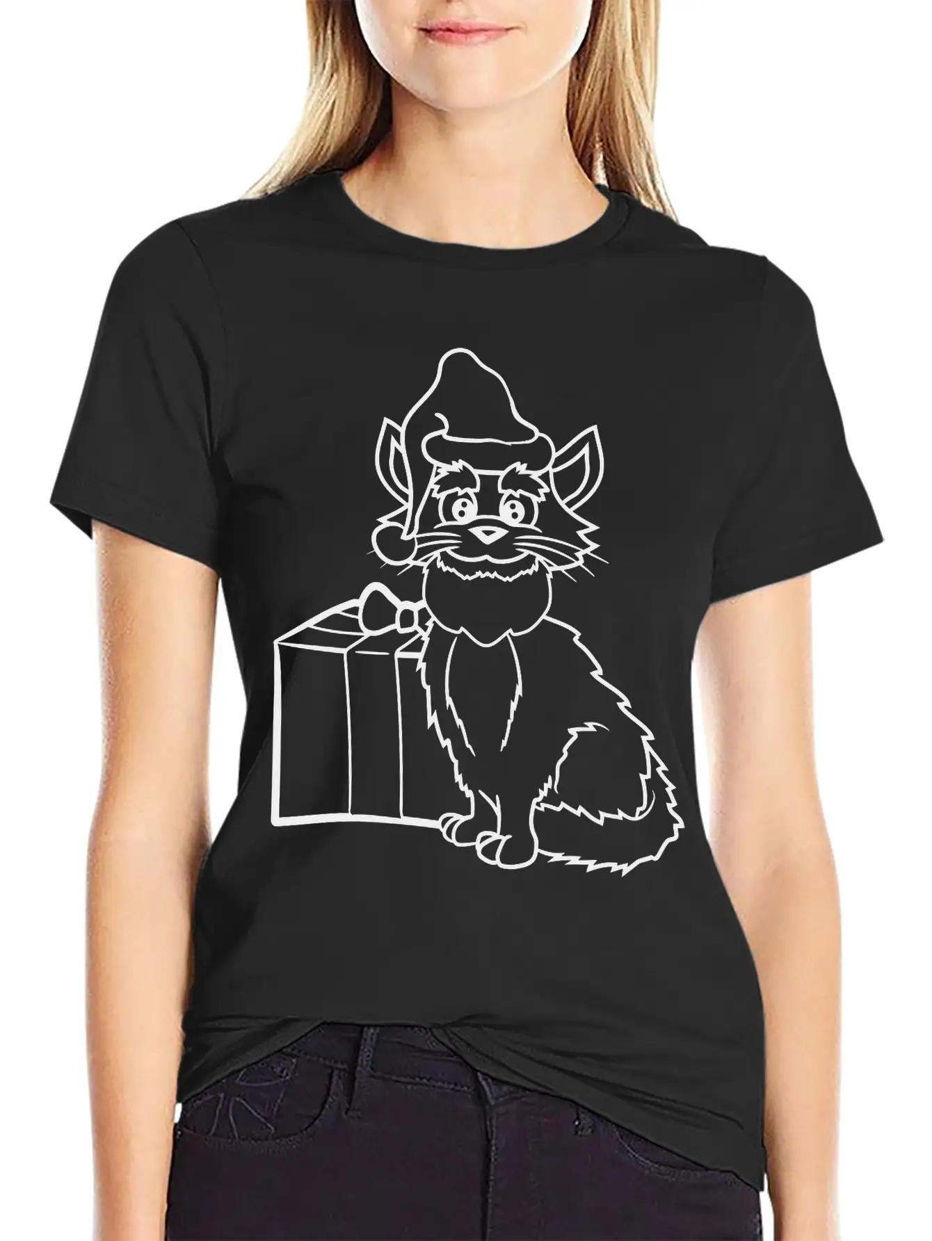 Christmas, Santa, Claus, Cute, Cute, Cute, Cat, Ki Timeless Short Sleeve Tee – Comfy And Minimalist Design