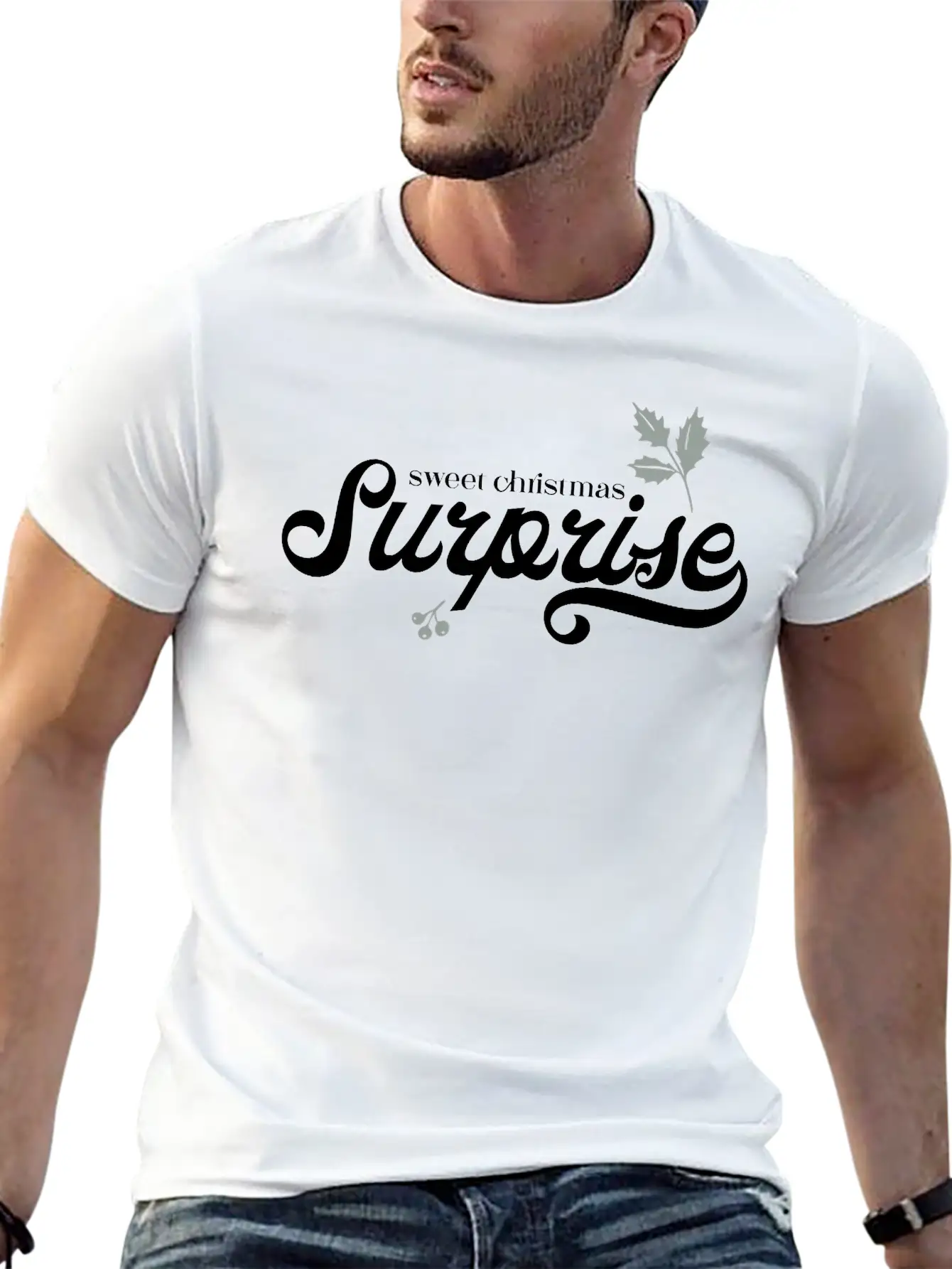 Christmas Surprise – Xmas Gift Idea Present Text Essential Unisex Summer Tee – Soft Cotton Casual Fit