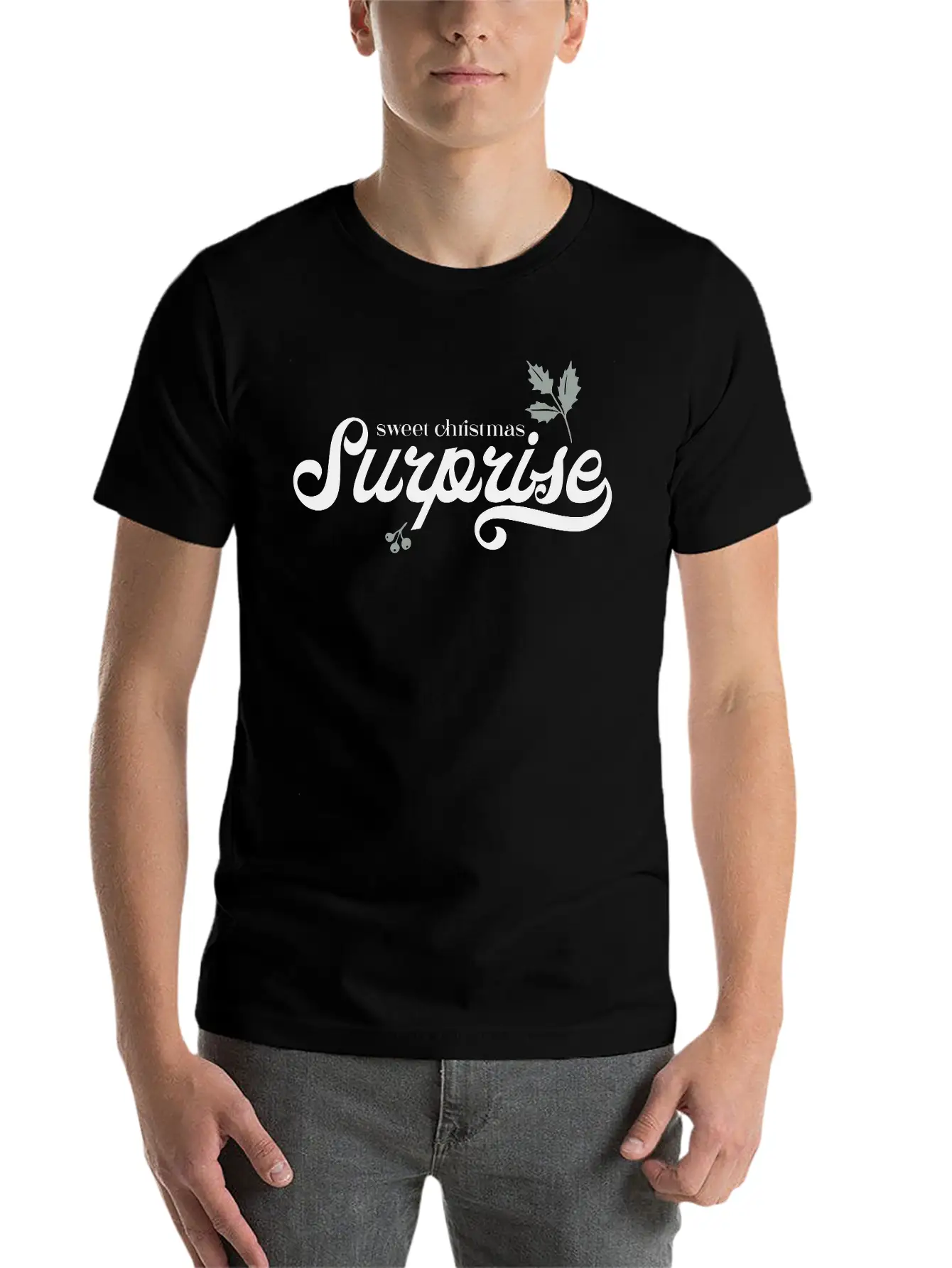 Christmas Surprise – Xmas Gift Idea Present Text Stylish Everyday T-Shirt – Unisex Basic Cotton Tee
