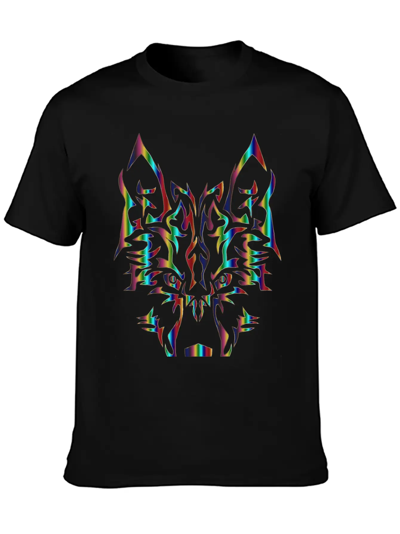 Chromatic Symmetric Tribal Wolf 3 No Background Comfortable Minimalist Graphic Tee – Summer Style Essential