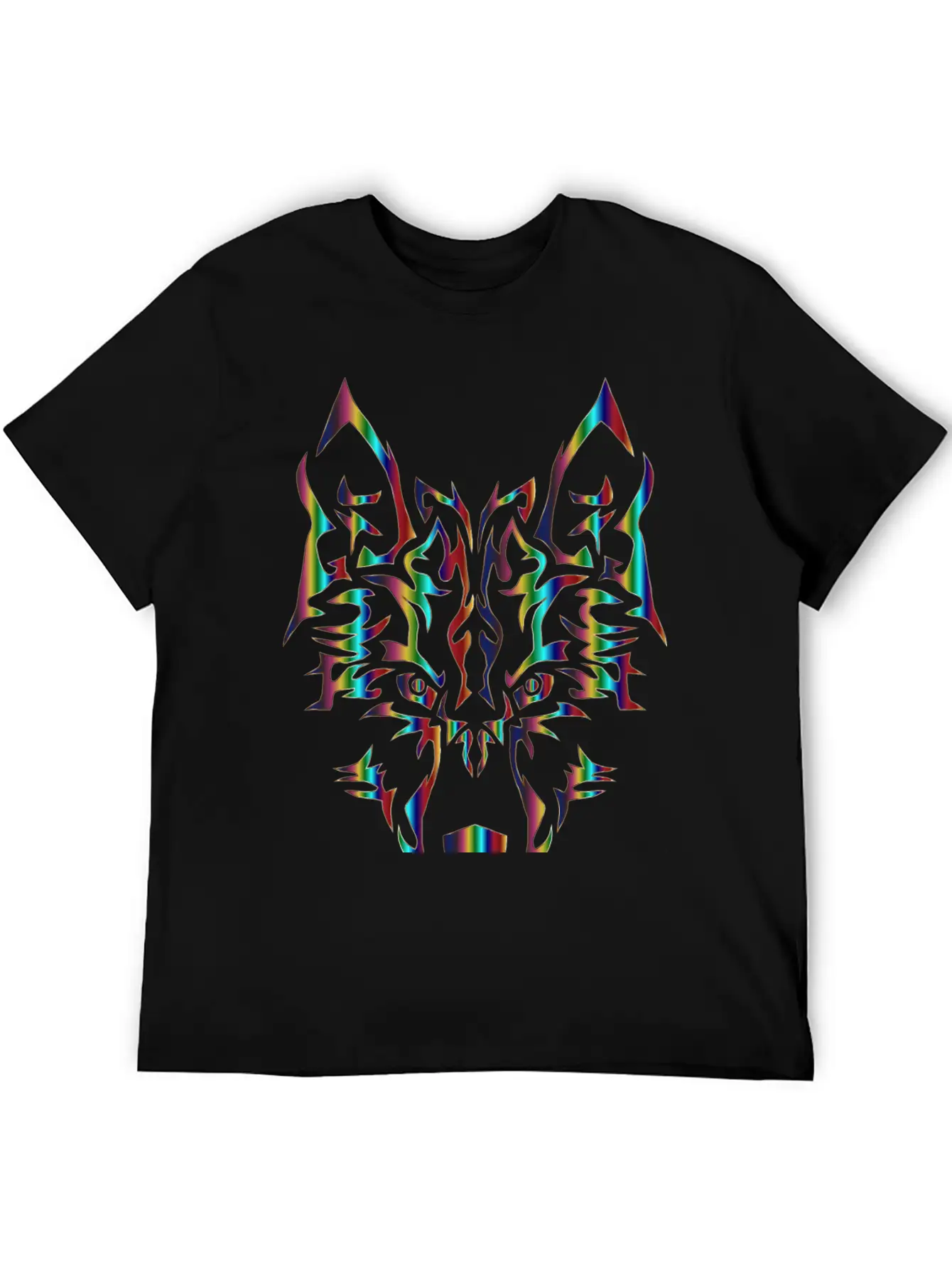Chromatic Symmetric Tribal Wolf 3 No Background Comfortable Minimalist Graphic Tee – Summer Style Essential