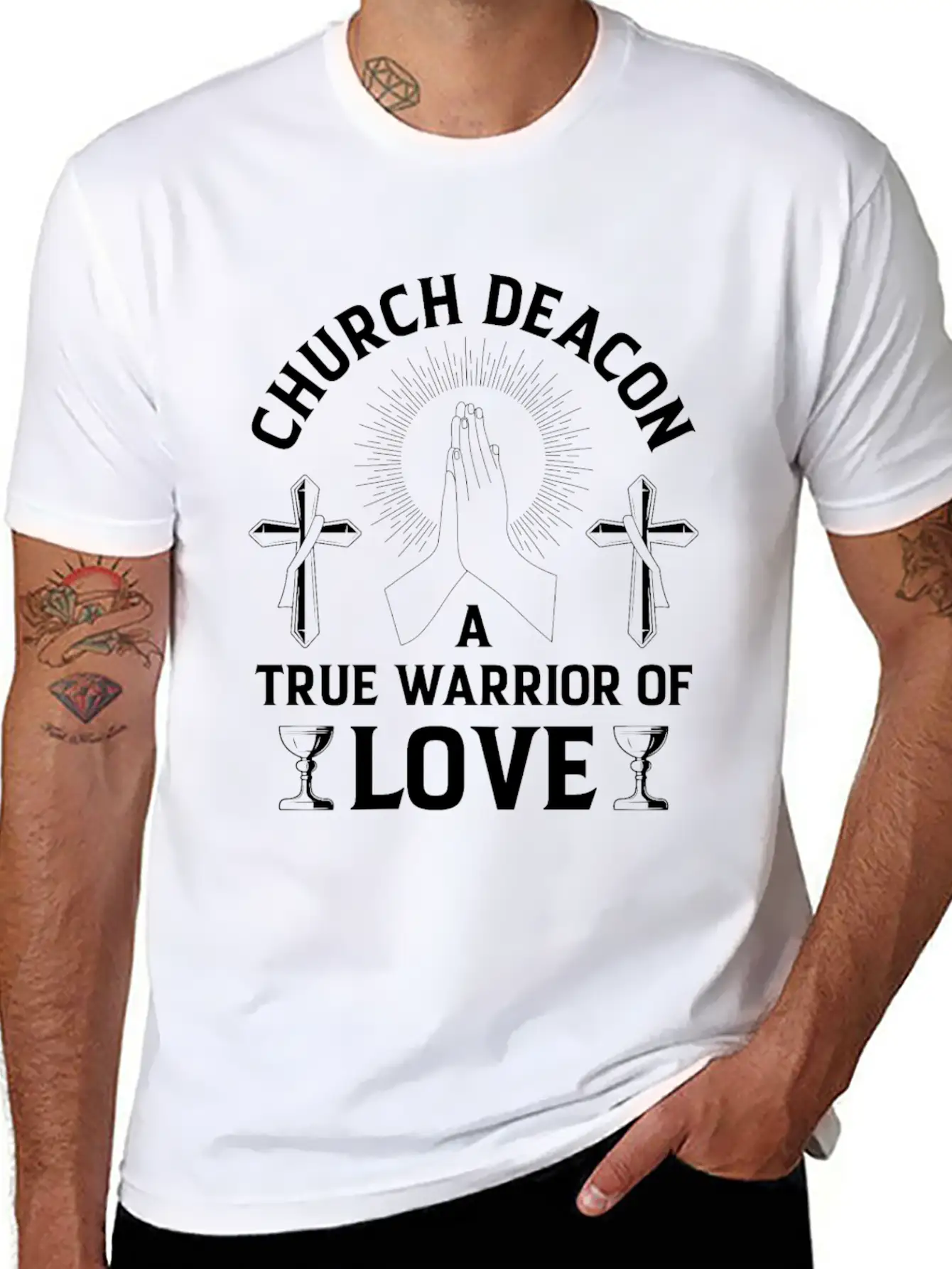 Church Deacon Religion Christian Believer Church Unisex Short Sleeve Soft Cotton T-Shirt – Casual Everyday Wear