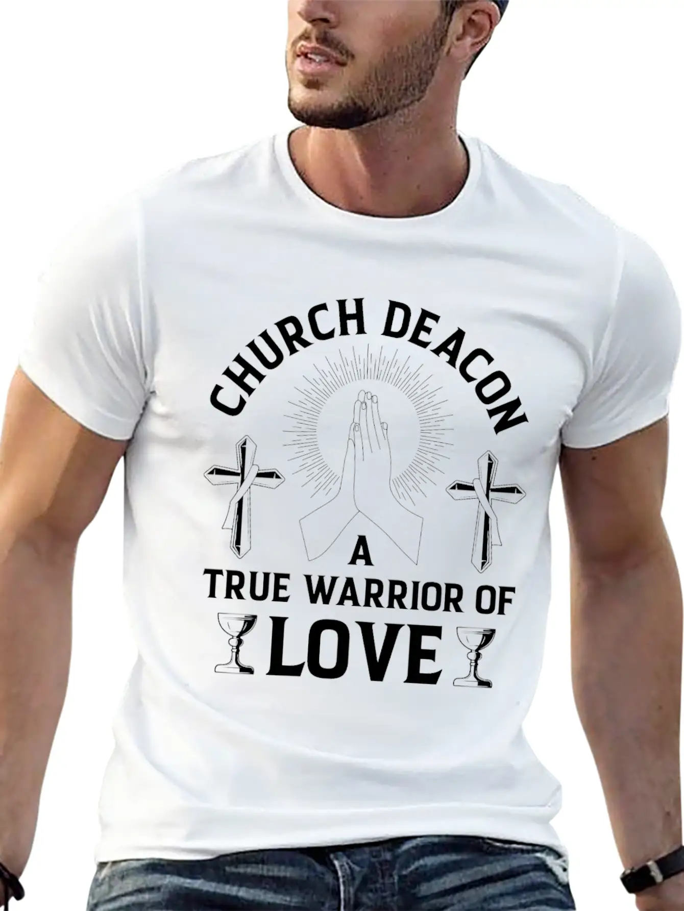 Church Deacon Religion Christian Believer Church Unisex Short Sleeve Soft Cotton T-Shirt – Casual Everyday Wear