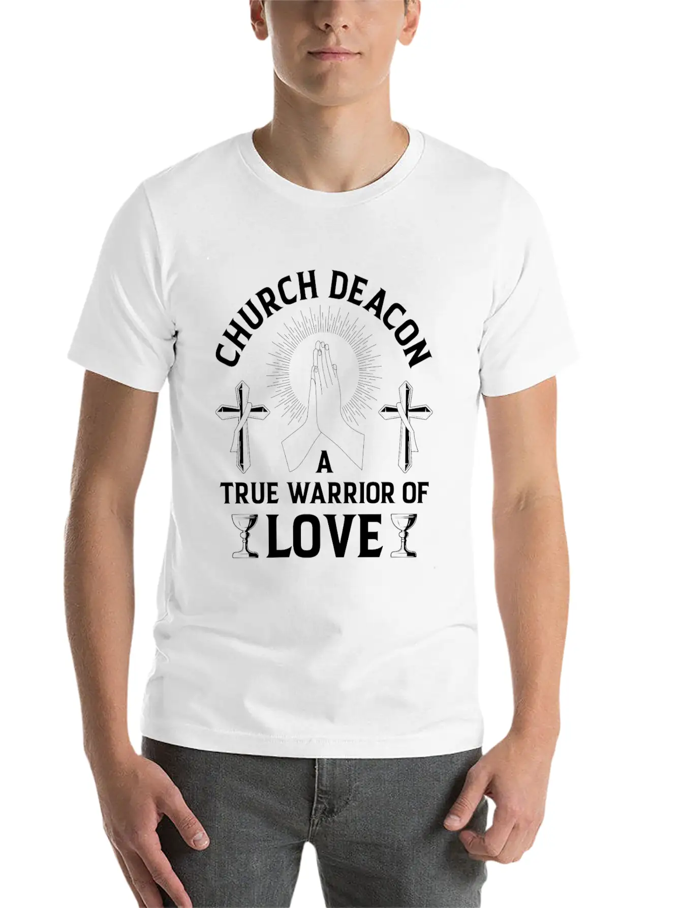 Church Deacon Religion Christian Believer Church Unisex Short Sleeve Soft Cotton T-Shirt – Casual Everyday Wear